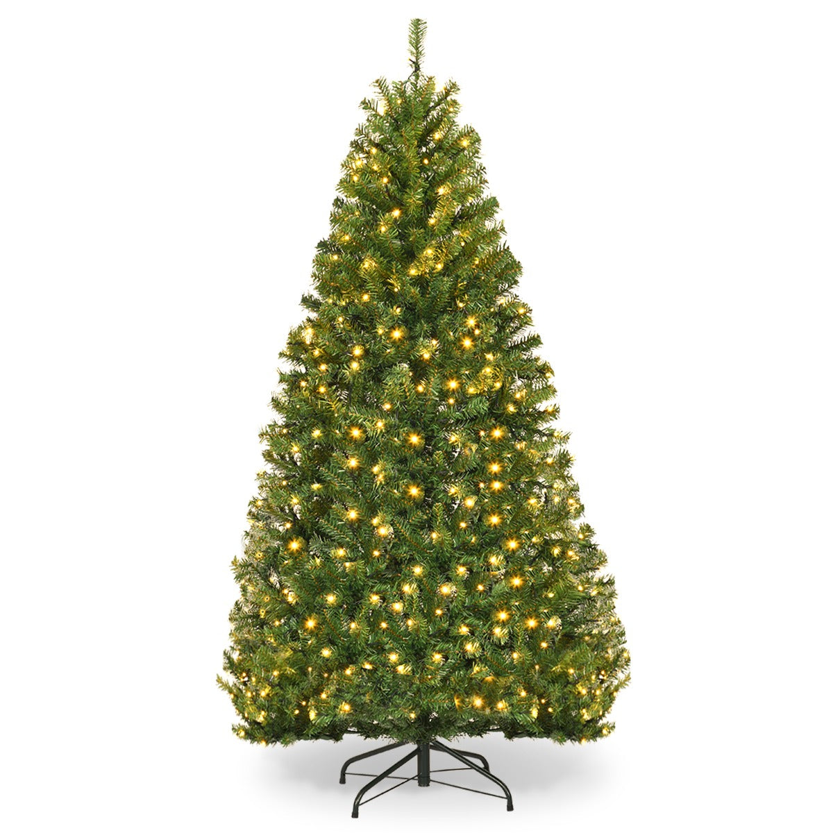 LIVSK Verlichte Kunstkerstboom - 150 LED-lichten - 11 Verlichtingsmodi - 600 PVC-takken - Stabiele Metalen Standaard - Groen