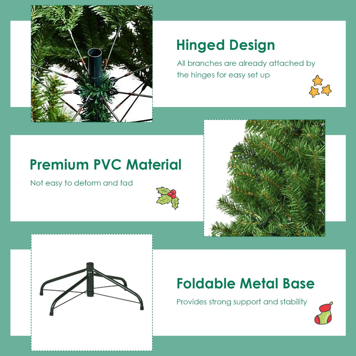 LIVSK Verlichte Kunstkerstboom - 150 LED-lichten - 11 Verlichtingsmodi - 600 PVC-takken - Stabiele Metalen Standaard - Groen