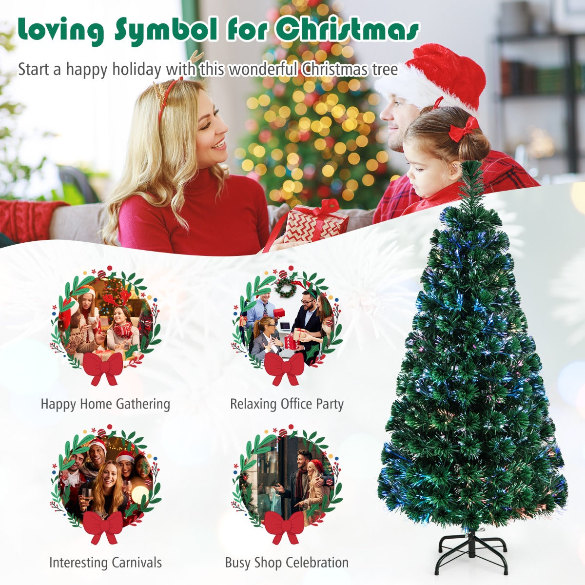 LIVSK Kunstkerstboom met Glasvezelverlichting - Realistische PVC Naalden - Lichtgewicht en Draagbaar - 150 cm - Groen