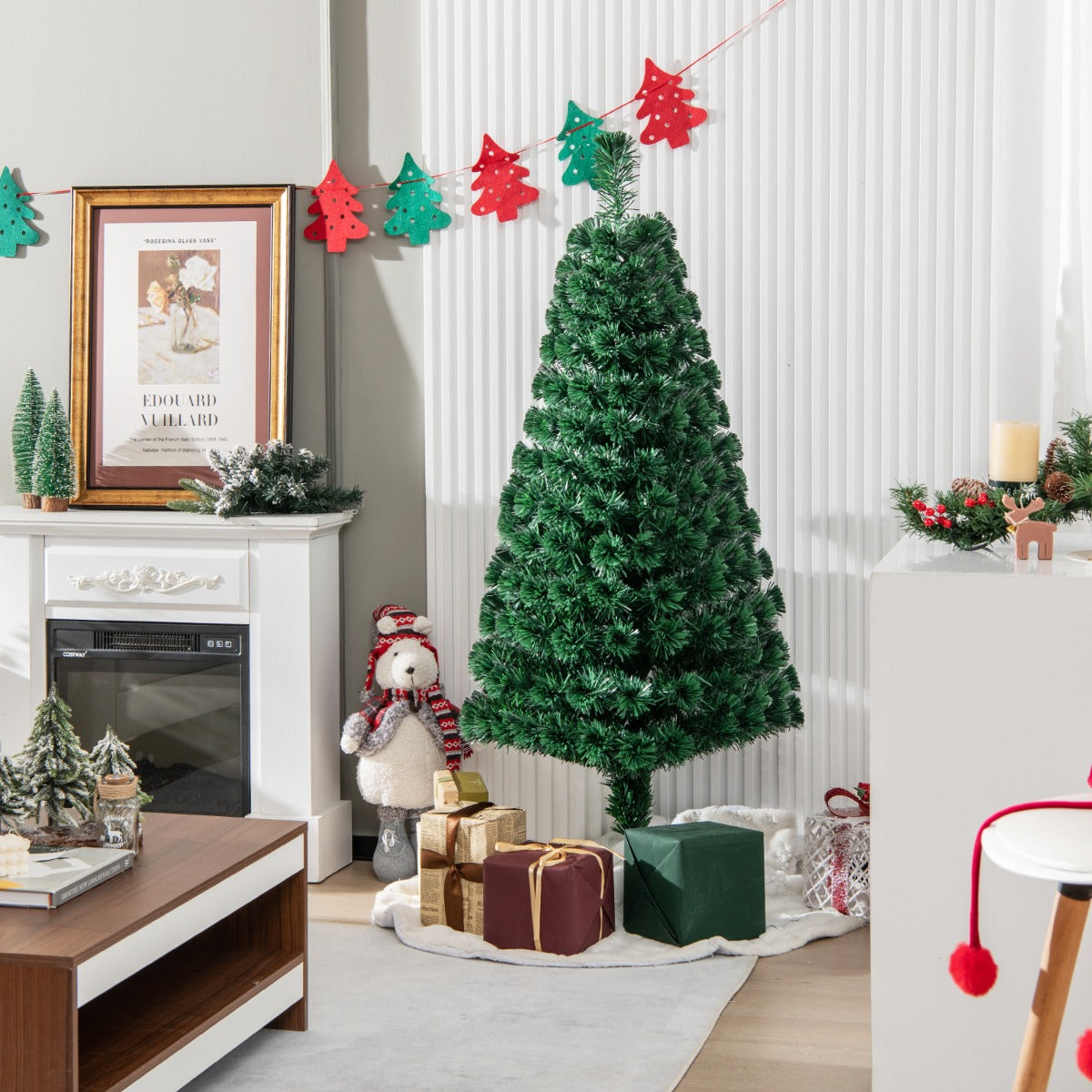 LIVSK Kunstkerstboom met Glasvezelverlichting - Realistische PVC Naalden - Lichtgewicht en Draagbaar - 150 cm - Groen