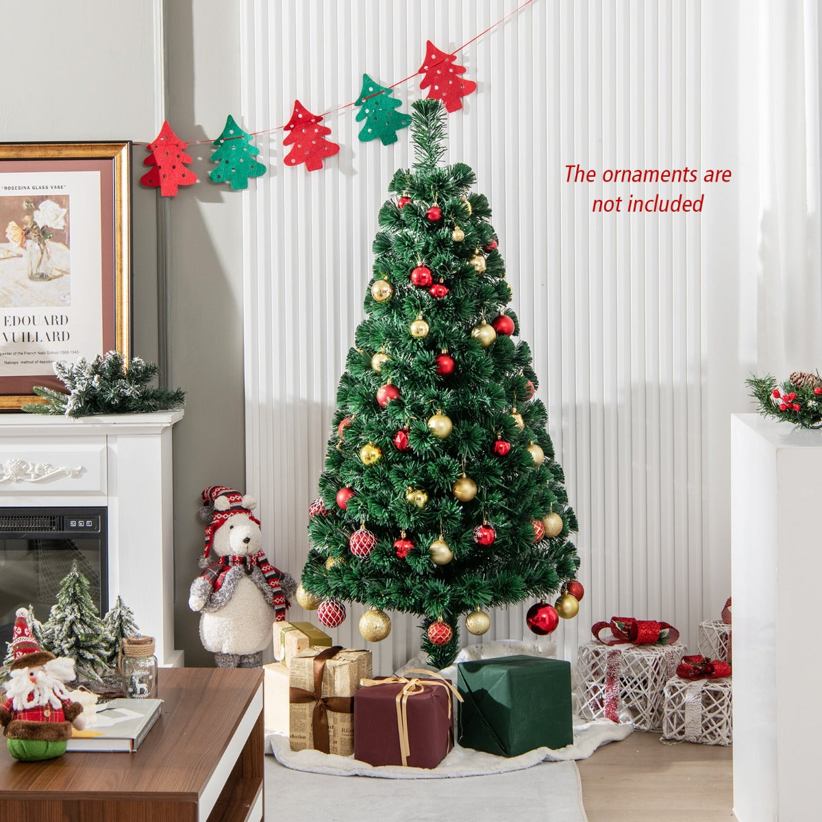 LIVSK Kunstkerstboom met Glasvezelverlichting - Realistische PVC Naalden - Lichtgewicht en Draagbaar - 150 cm - Groen