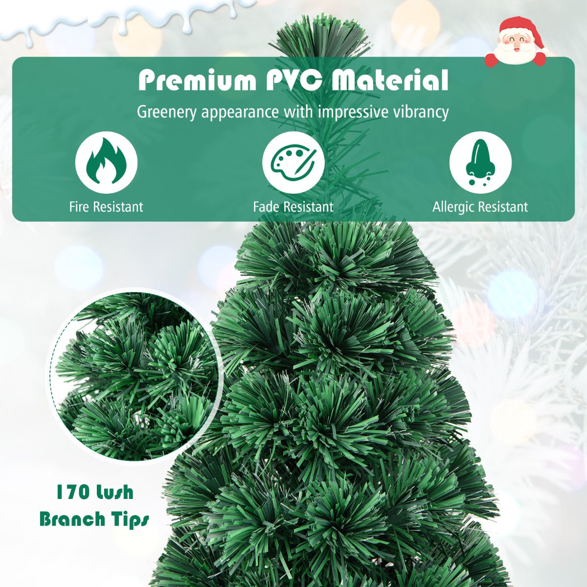 LIVSK Kunstkerstboom met Glasvezelverlichting - Realistische PVC Naalden - Lichtgewicht en Draagbaar - 150 cm - Groen