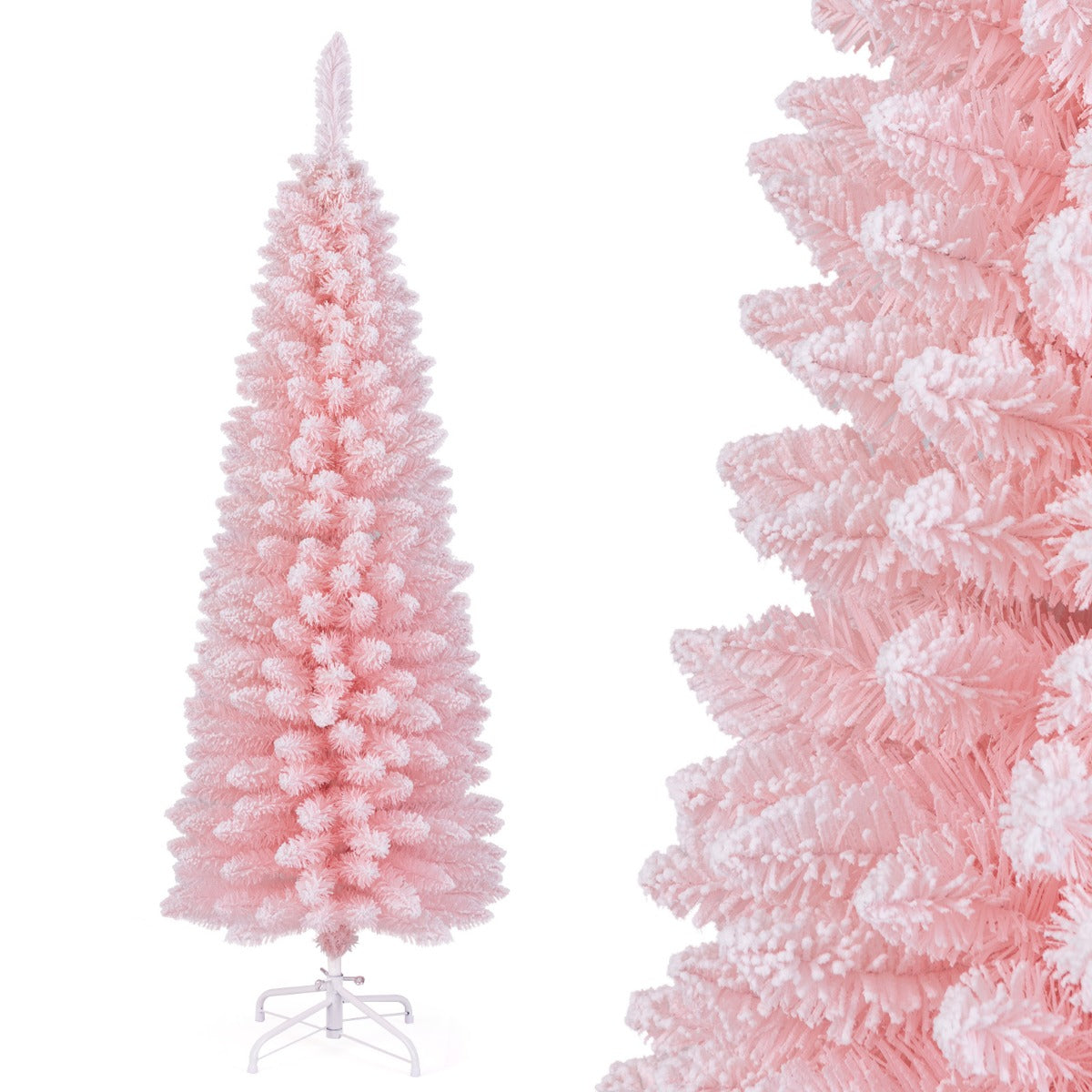 LIVSK Roze Kunstkerstboom - 328 Takpunten - Slank en Inklapbaar - Vlamvertragend PVC - 150 cm - Roze