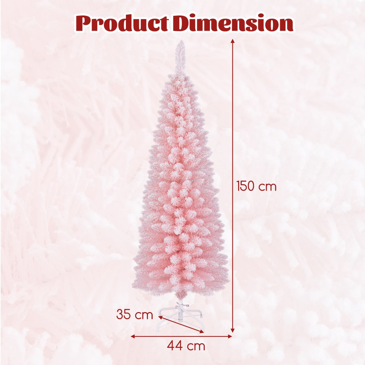 LIVSK Roze Kunstkerstboom - 328 Takpunten - Slank en Inklapbaar - Vlamvertragend PVC - 150 cm - Roze