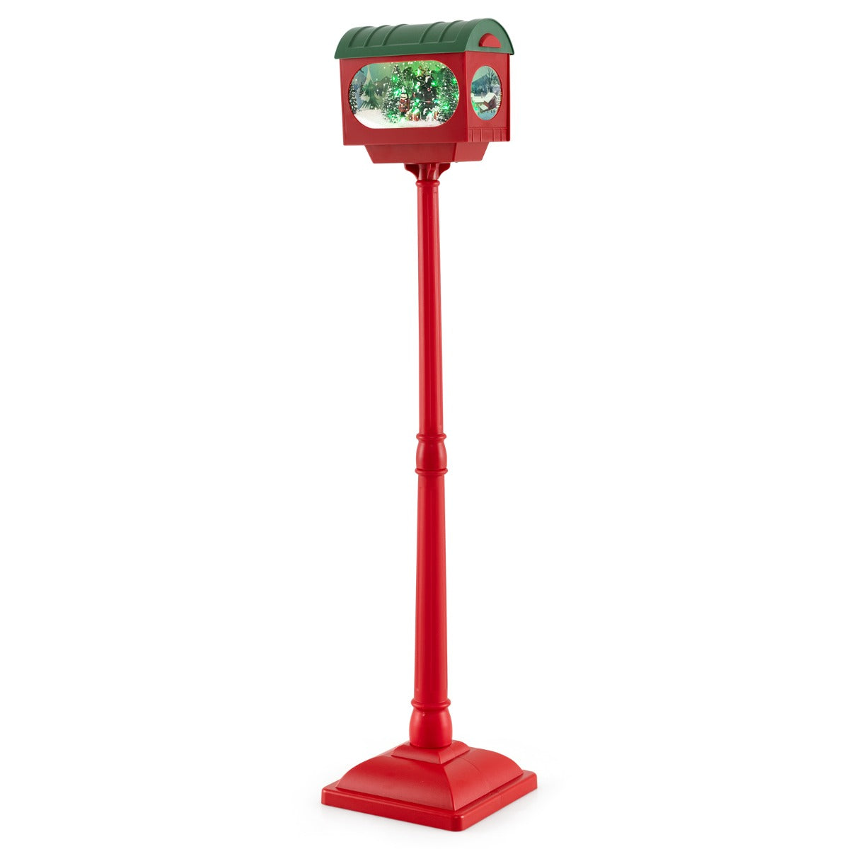 LIVSK Muzikale Kerstlamp - Geluid-Geactiveerd met Sneeuwbol & Scène - Afneembaar - Stabiliteit - 150 cm - Rood