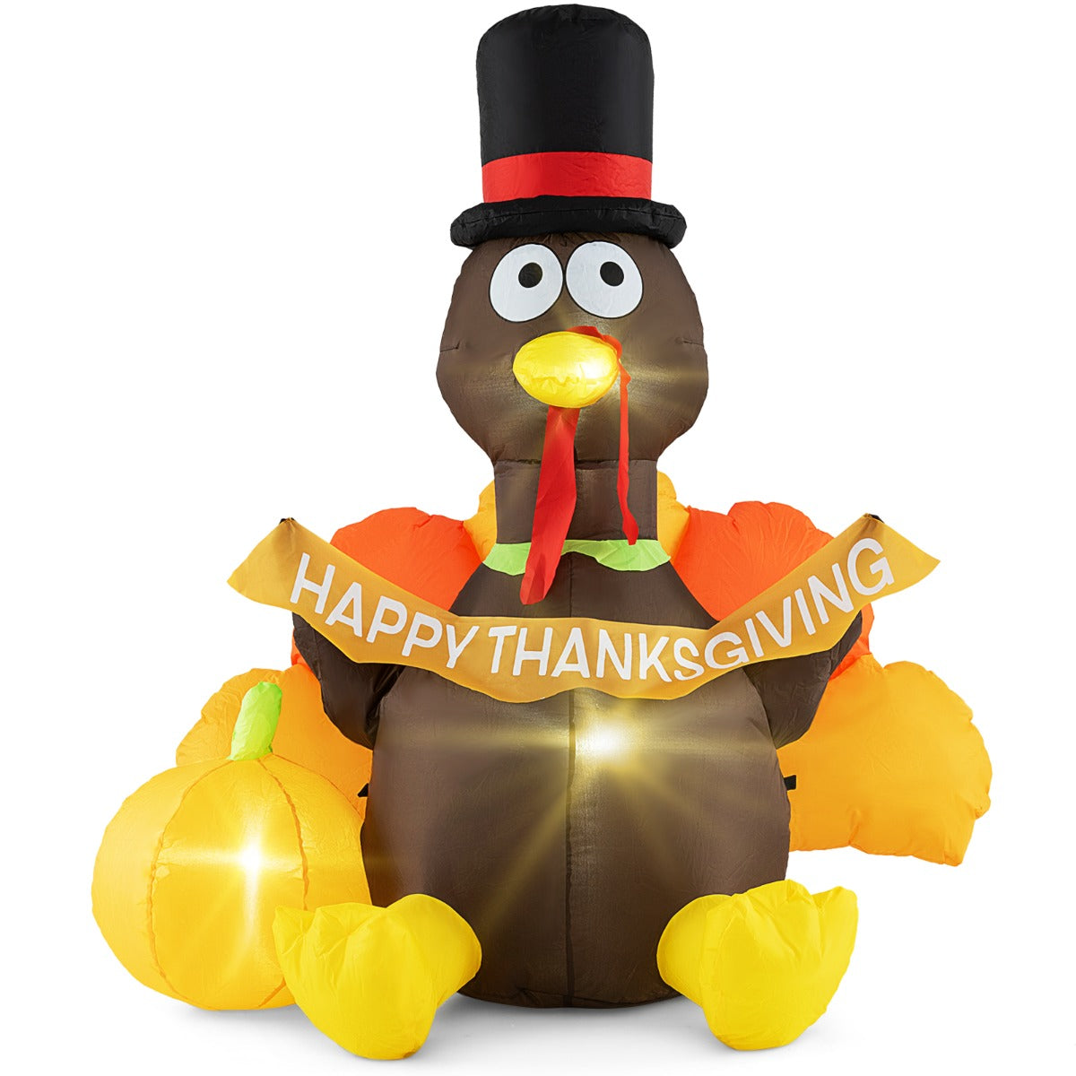 LIVSK Opblaasbare Kalkoen Thanksgiving - decoratie - LED Verlichting - Pelgrimshoed en Pompoen - Eenvoudig op te zetten