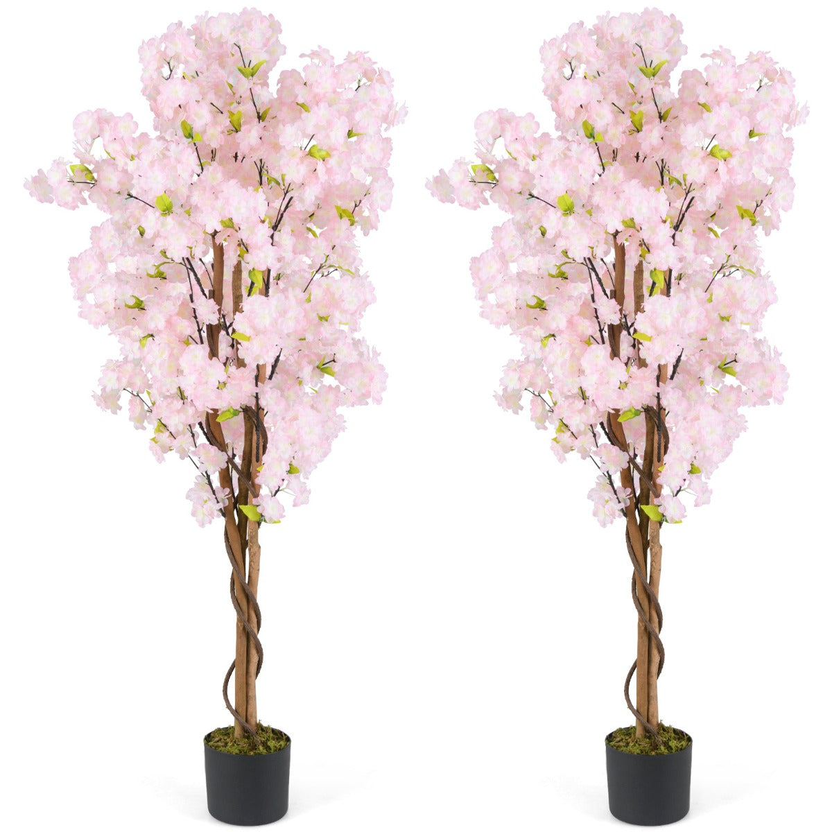 LIVSK Kunstmatige Kersenbloesemboom - 150 cm - Onderhoudsvrij - Natuurlijke Uiterlijk - 972 Roze Bloemen - Roze