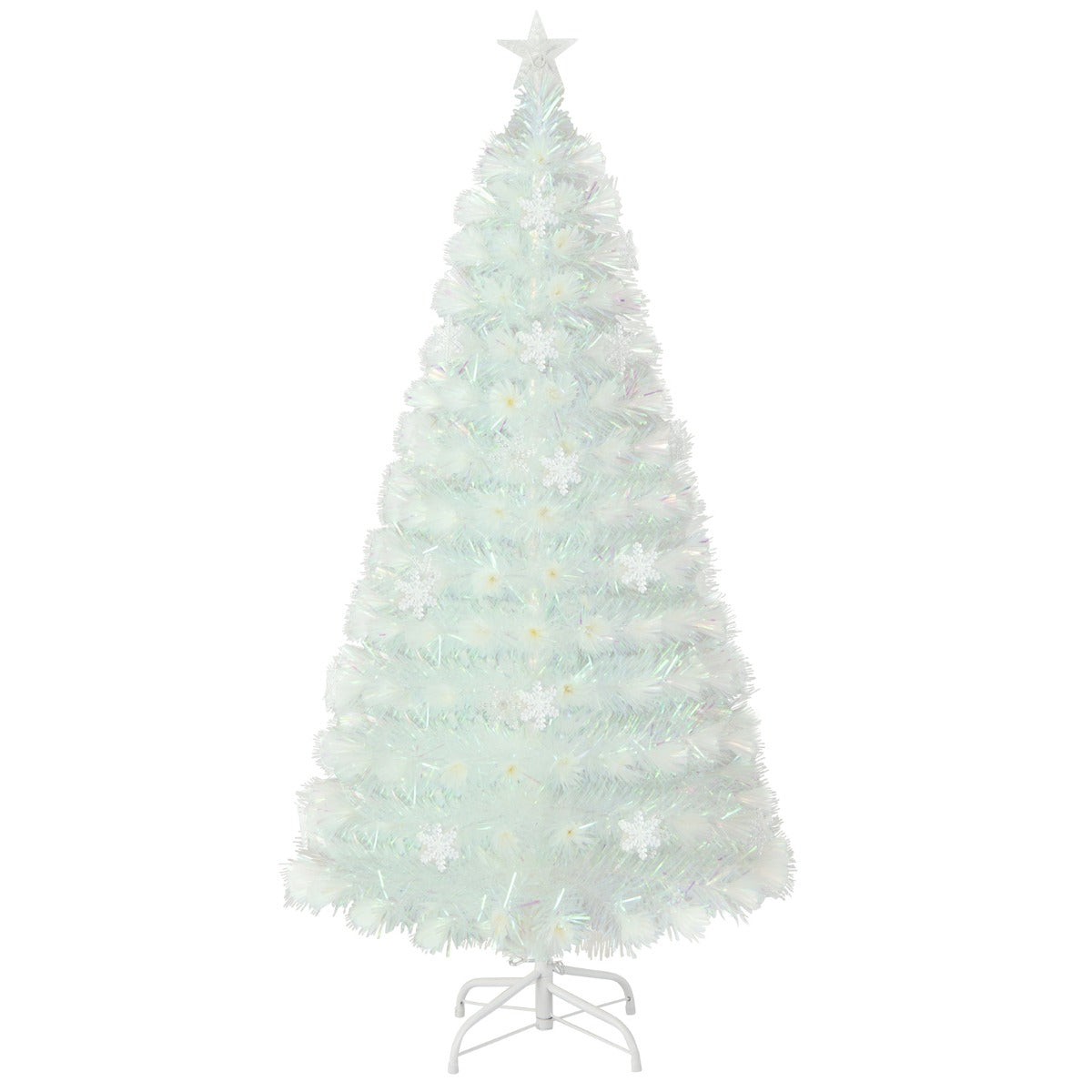 LIVSK Witte Glasvezel Kerstboom - 170 Takpunten - Meerkleurige LED Verlichting - 150 cm - Duurzaam en Elegant - Wit