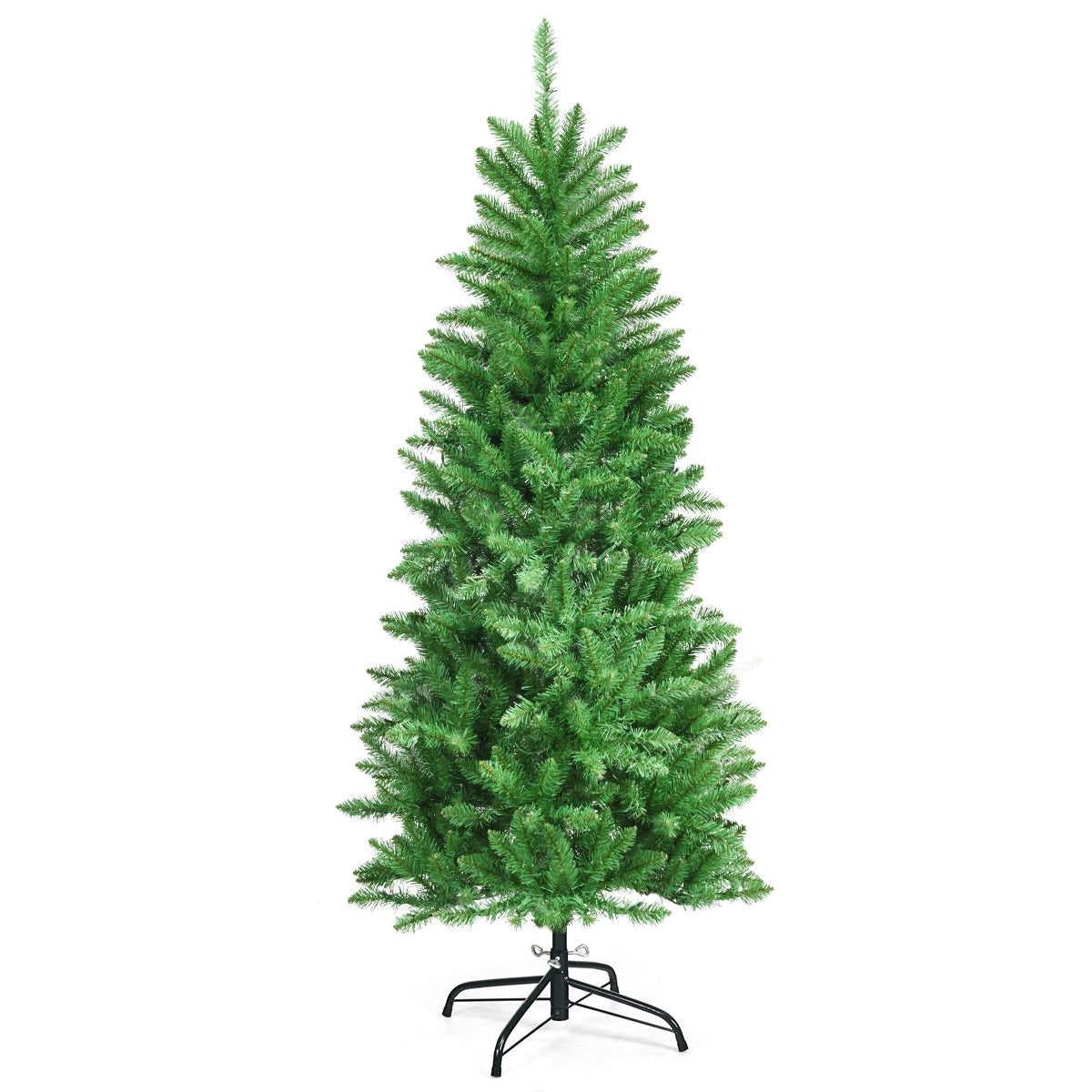 LIVSK Kunstmatige Potloodkerstboom - 150 cm - 150 Warmwitte LED-lampjes - Eenvoudig op te zetten - Stevige Standaard - Groen