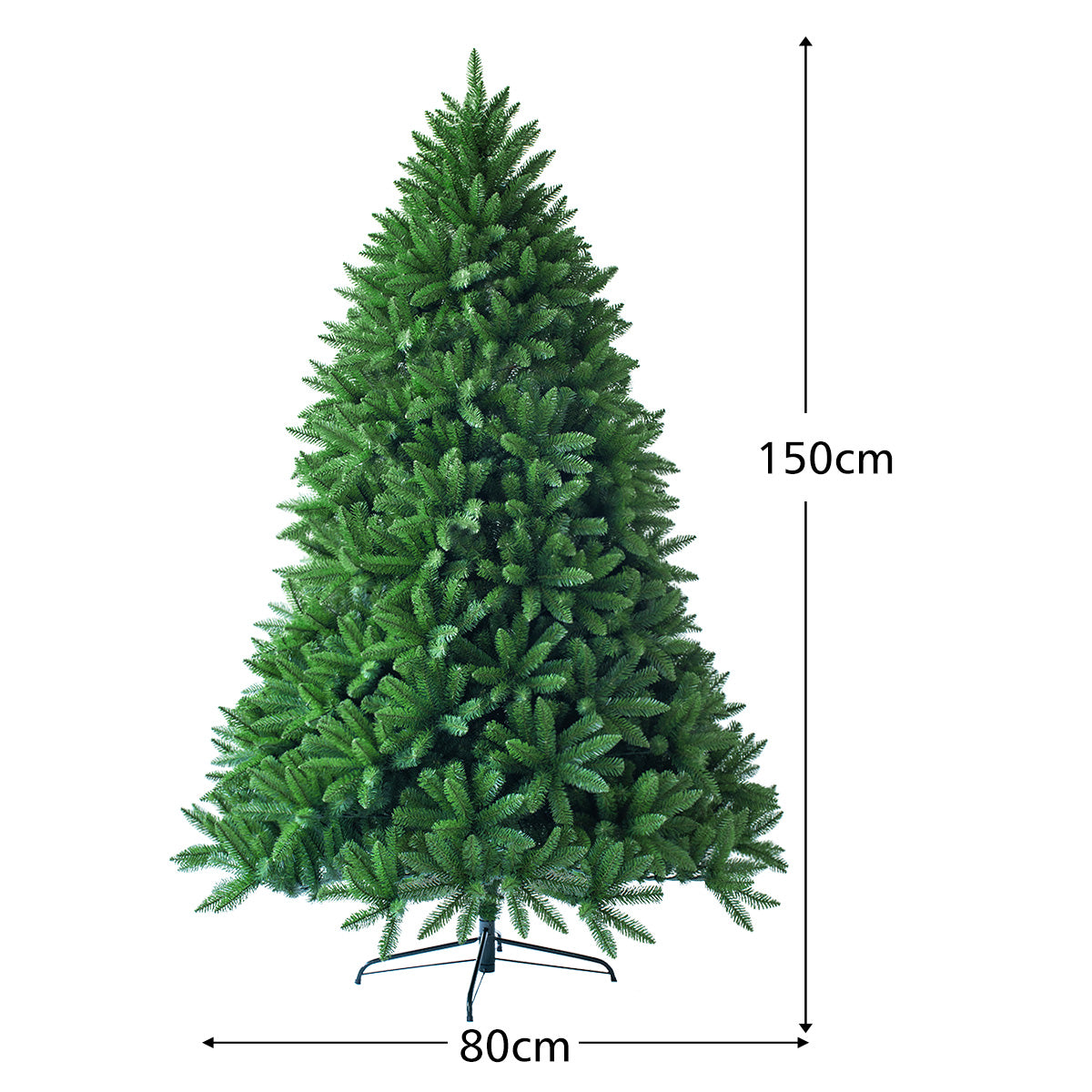 LIVSK Kunstkerstboom - Realistische PVC-takken - Stabiele Metalen Standaard - Eenvoudig Opvouwbaar - 80 x 150 cm - Groen