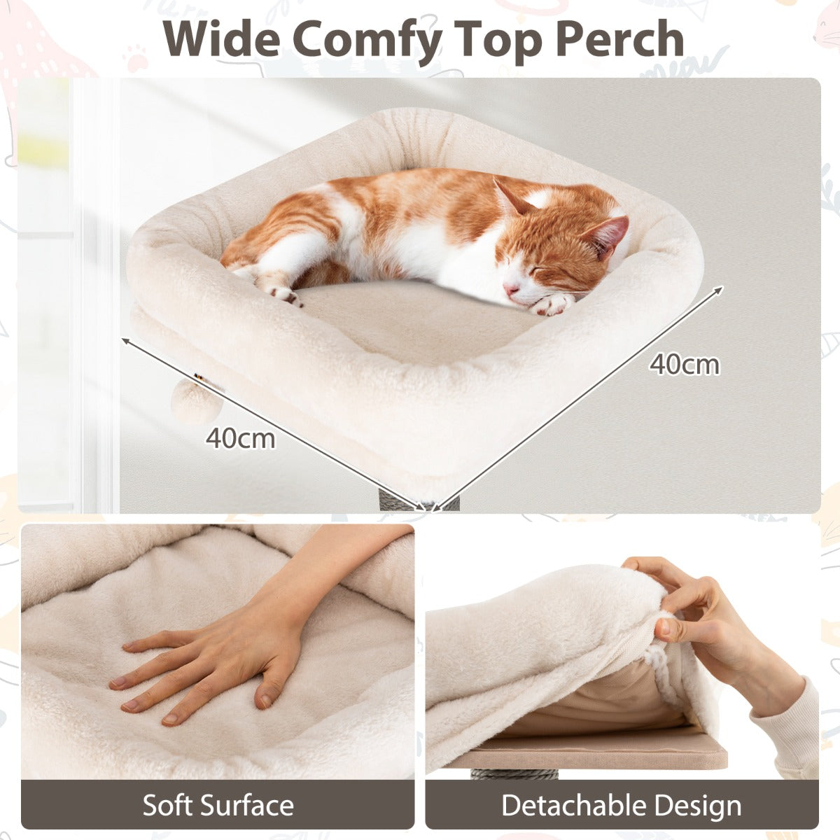 LIVSK Kattentoren met Meerdere Niveaus - Ruim Kattenhuis - Afneembare Kussens - Stimulerend Design - 151 cm Hoog - Grijs