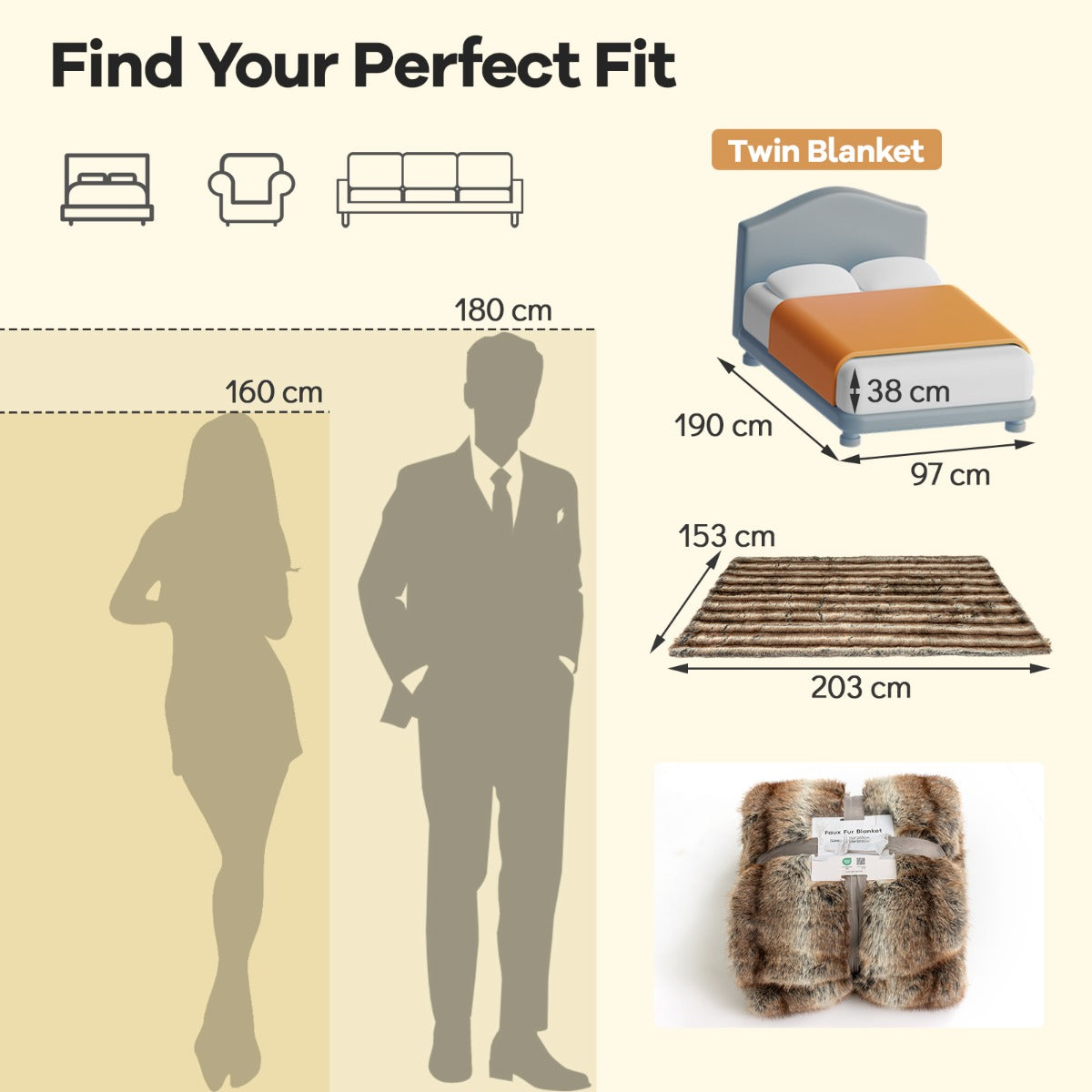 Livsk costway 153 x 203 cm zachte en donzige deken van imitatiebont gemaakt van imitatievossenbont een luxe dikke en warme beddeken 2