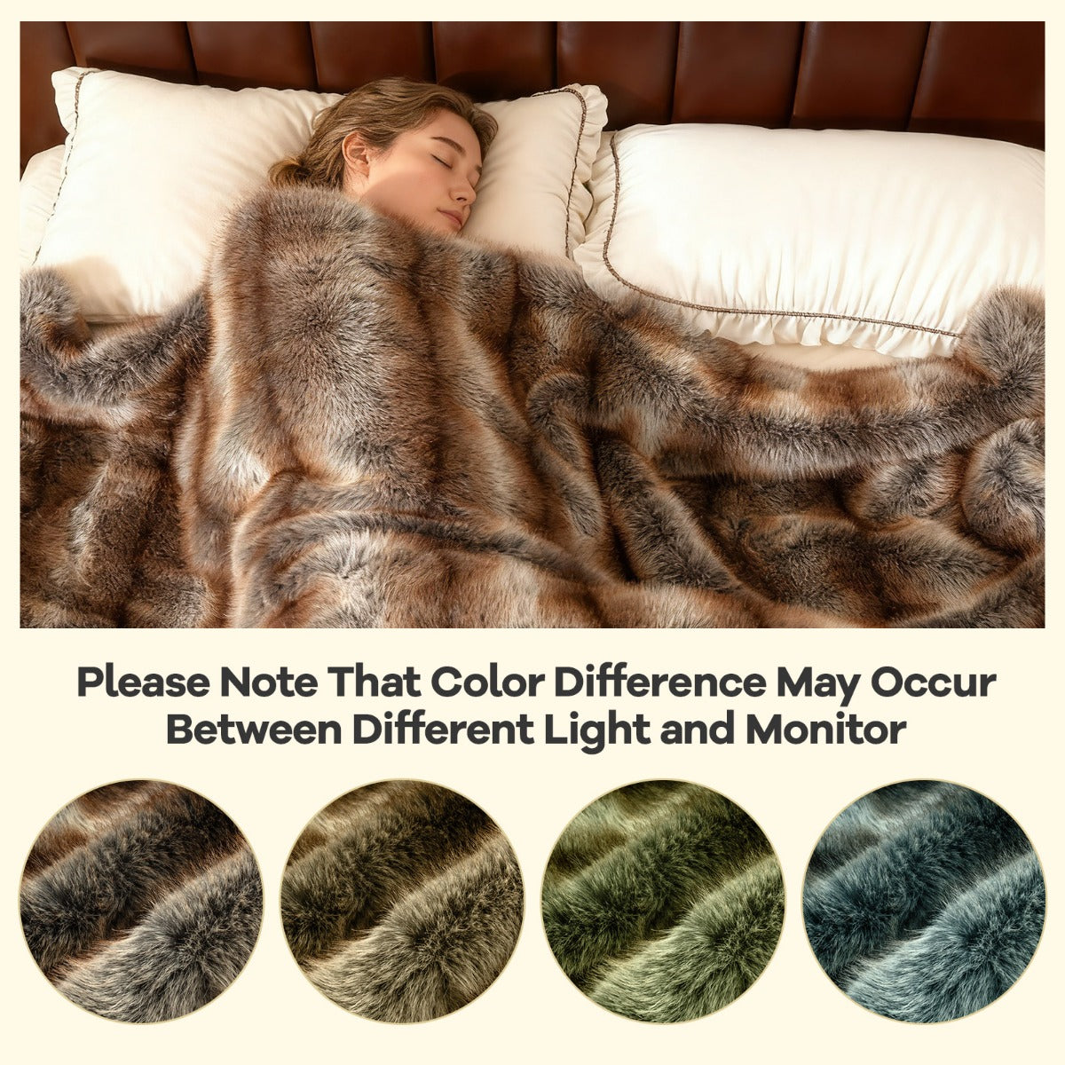 Livsk costway 153 x 203 cm zachte en donzige deken van imitatiebont gemaakt van imitatievossenbont een luxe dikke en warme beddeken 4