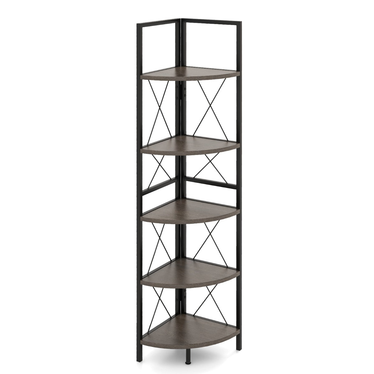 LIVSK Hoekplank Boekenkast 5 Niveaus - Multifunctioneel Opbergrek voor Kleine Ruimtes - Stabiel Metalen Frame - Tot 60 kg -