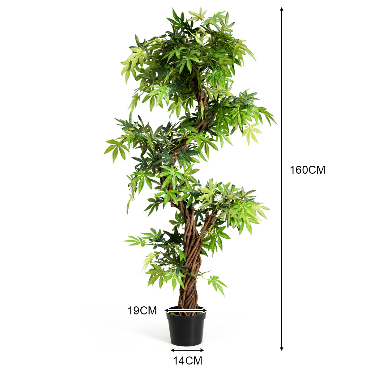 LIVSK Gesimuleerde Spiraalvormige Bonsai - 160 cm Hoog - Realistische Bladeren - Onderhoudsvriendelijk - Groen