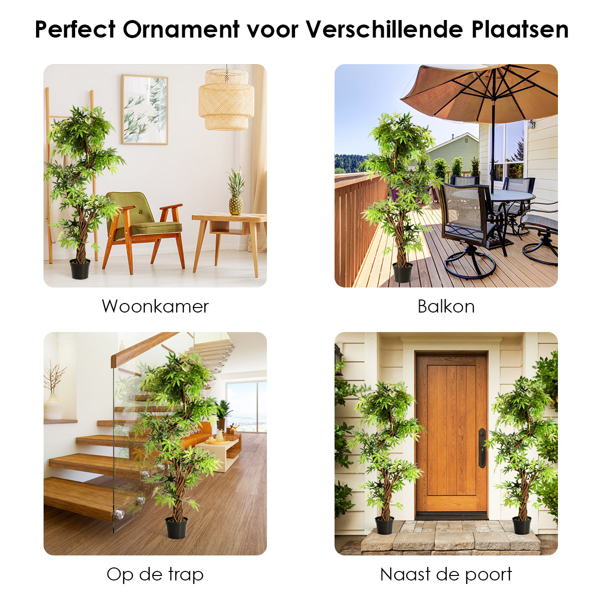 LIVSK Gesimuleerde Spiraalvormige Bonsai - 160 cm Hoog - Realistische Bladeren - Onderhoudsvriendelijk - Groen