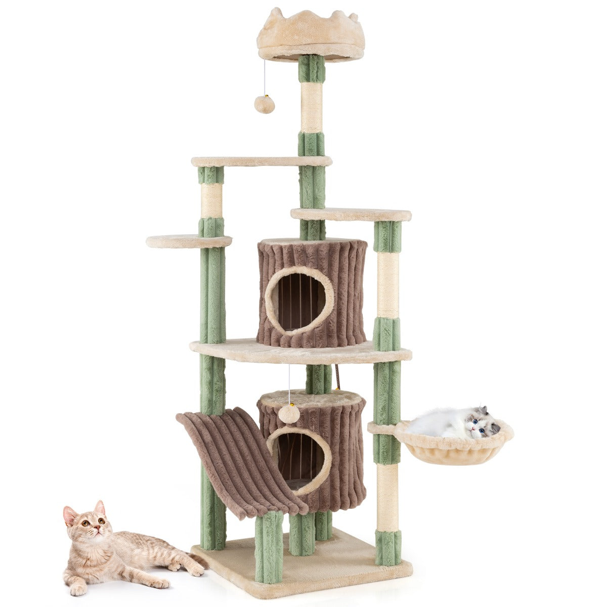 Livsk costway 163 cm hoge krabpaal grote krabpaal met een kattenhuisje 1 1
