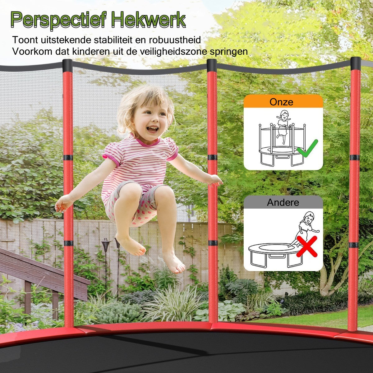 LIVSK Peutert trampoline met 360° veiligheidsnet - Stabiel en veilig - 30 Spankoorden voor hoger springen - Geschikt voor binnen