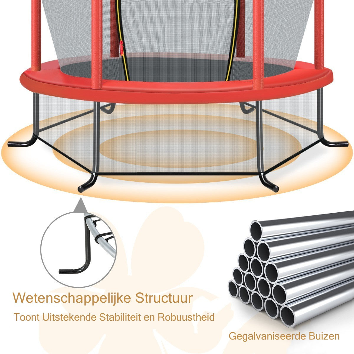LIVSK Peutert trampoline met 360° veiligheidsnet - Stabiel en veilig - 30 Spankoorden voor hoger springen - Geschikt voor binnen