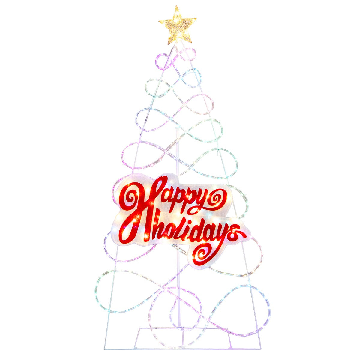 LIVSK Kleurrijke Kerstboom 170 cm - 216 LED-lampjes - 6 Verlichtingsstanden - Stevig Metalen Frame - Voor Binnen & Buiten -