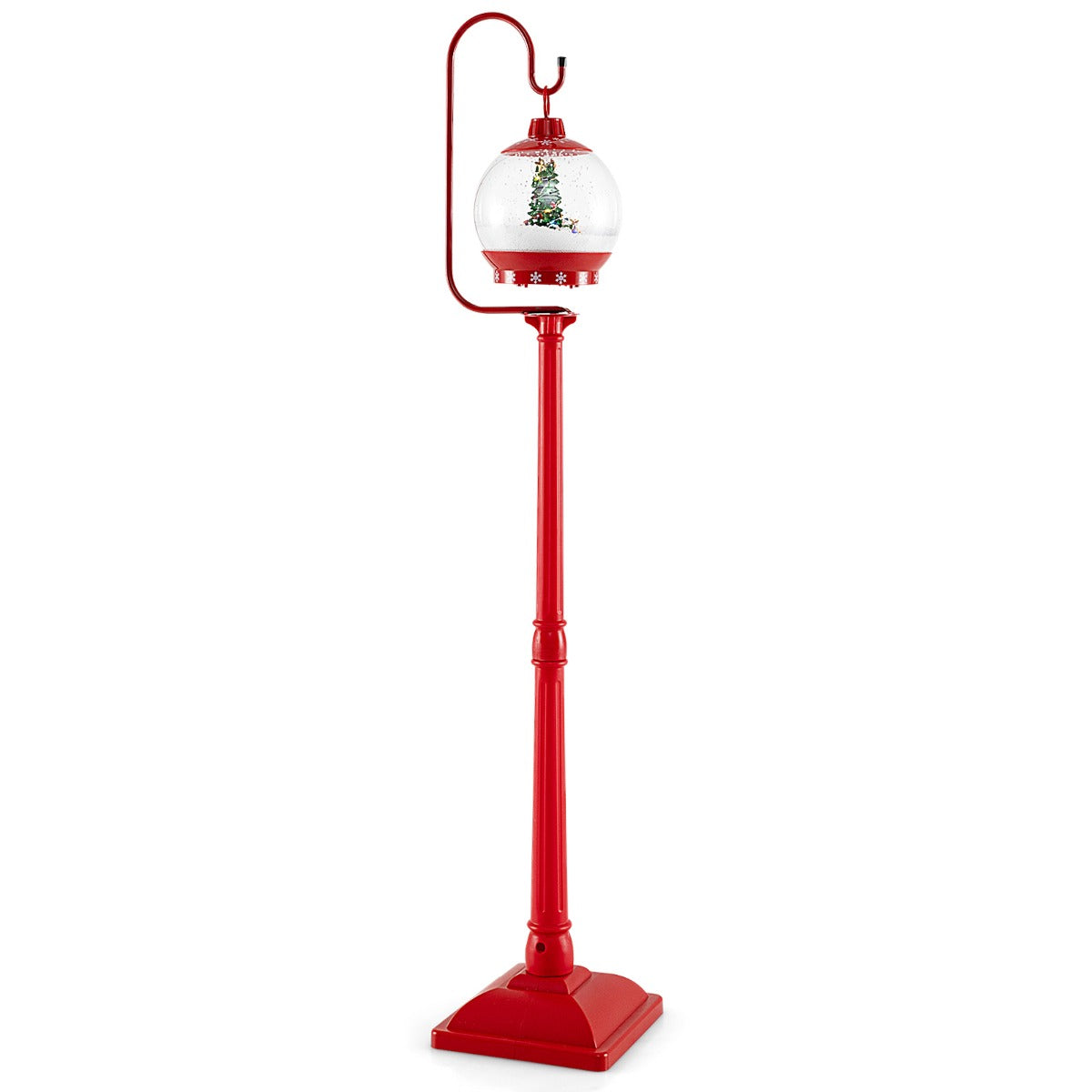 LIVSK Muzikale Kerstlamp met Geluid-Activatie - Draaiende Scène met Kerstman en Sneeuwpop - Eenvoudige Installatie - Rood