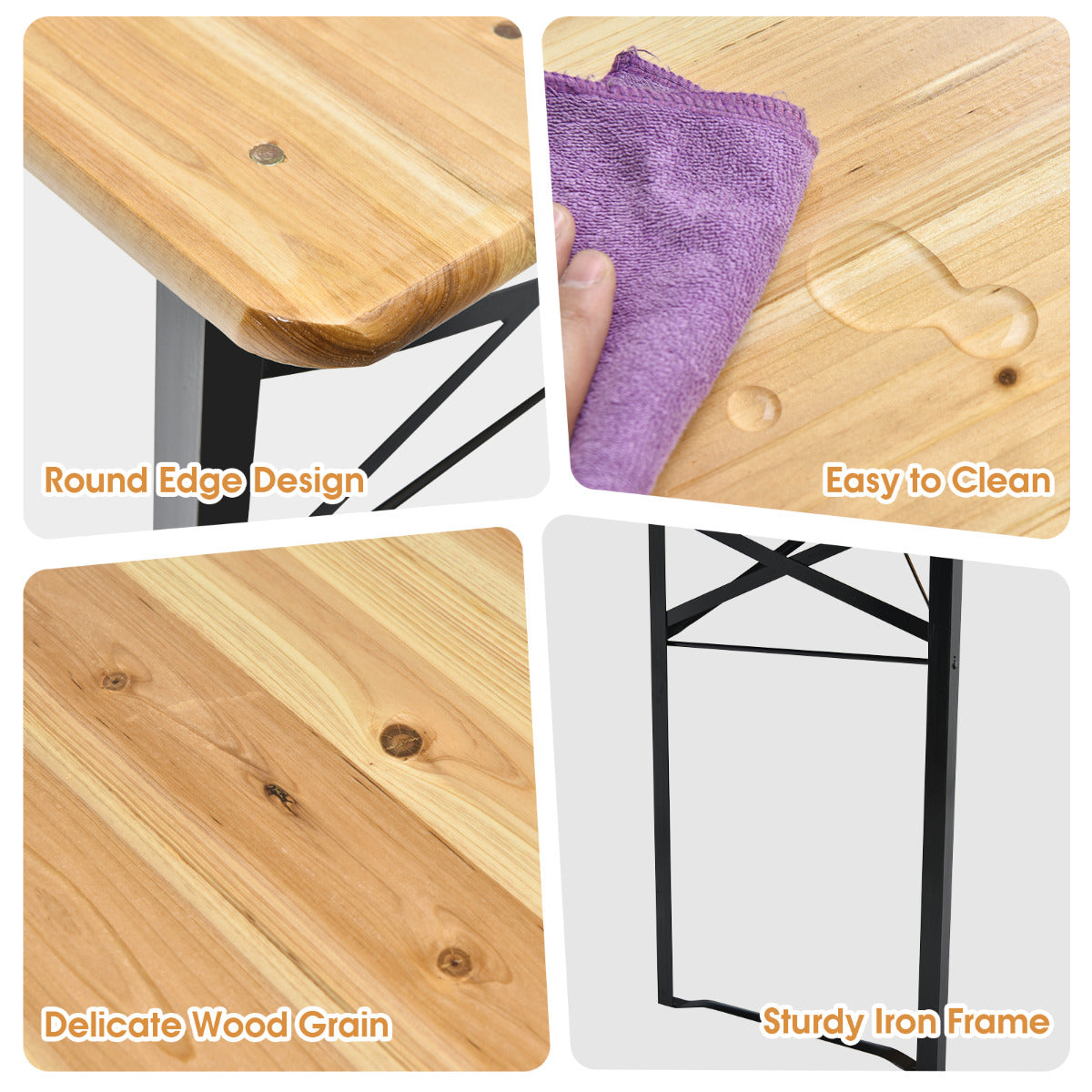 LIVSK Inklapbare Picknicktafel en Banken Set - Waterdicht - Duurzaam Stalen Frame - Geen Montage Nodig - Voor Binnen en Buiten -