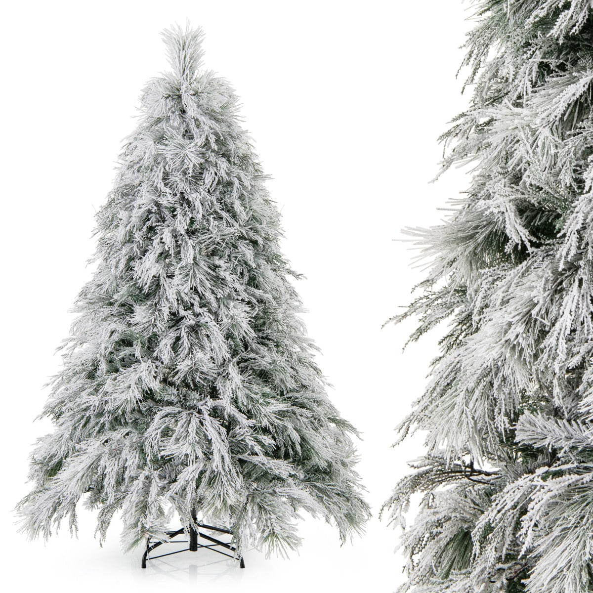 LIVSK Kunstmatige Kerstboom - 180 cm met 250 Warmwitte LED-lampjes - 519 Takken - PVC en PE - Geurloos en Vuurbestendig - Wit +