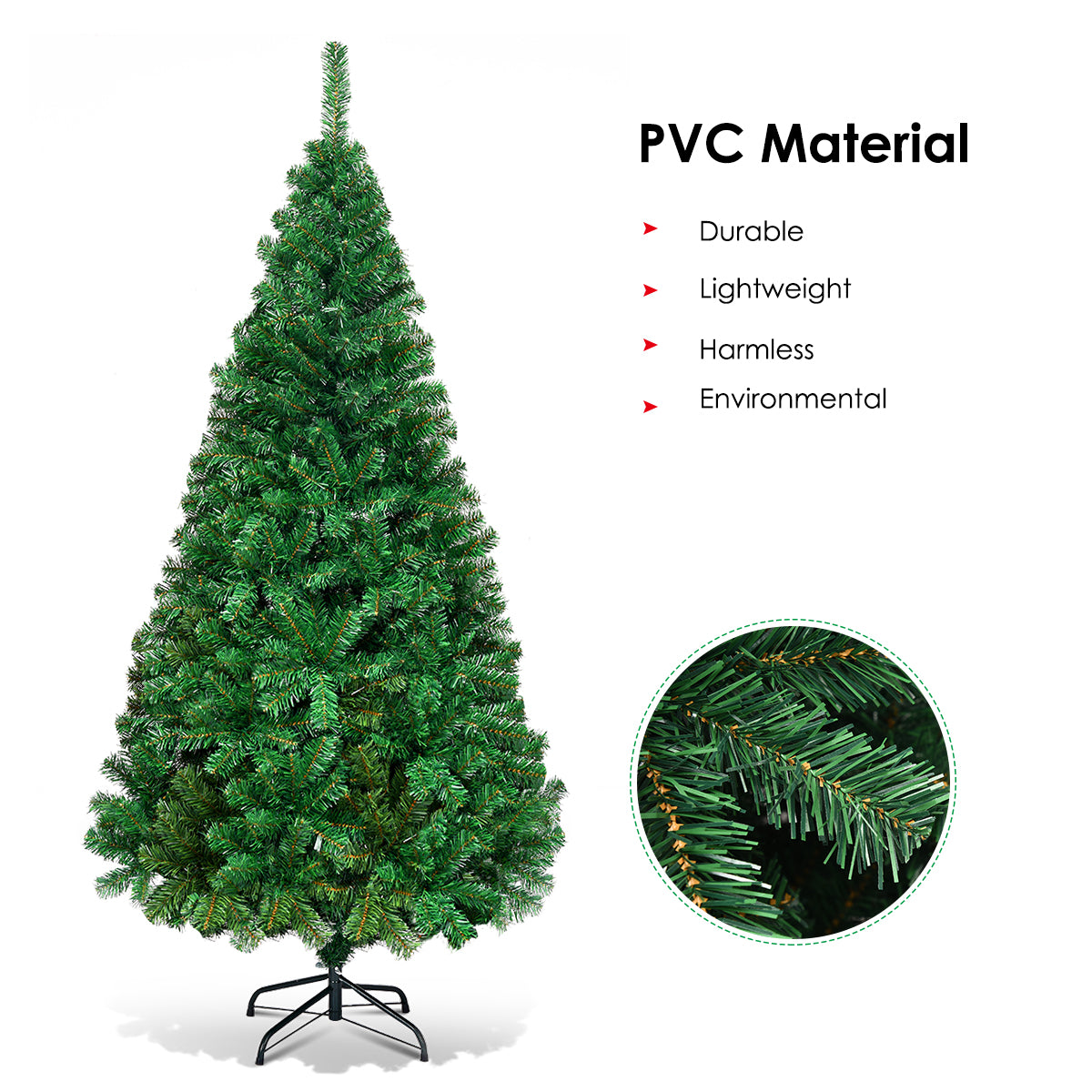 LIVSK Kunstkerstboom 180 cm - Duurzaam PVC - Flexibele Takken - Opvouwbaar - Metalen Standaard - Groen