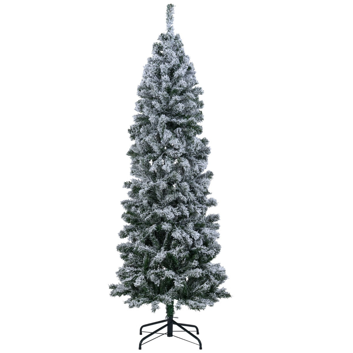 LIVSK Kunstkerstboom met Verlichting - Slank Potloodmodel - 533 Takken - 260 Warmwitte LED's - 180 cm - Groen + Wit
