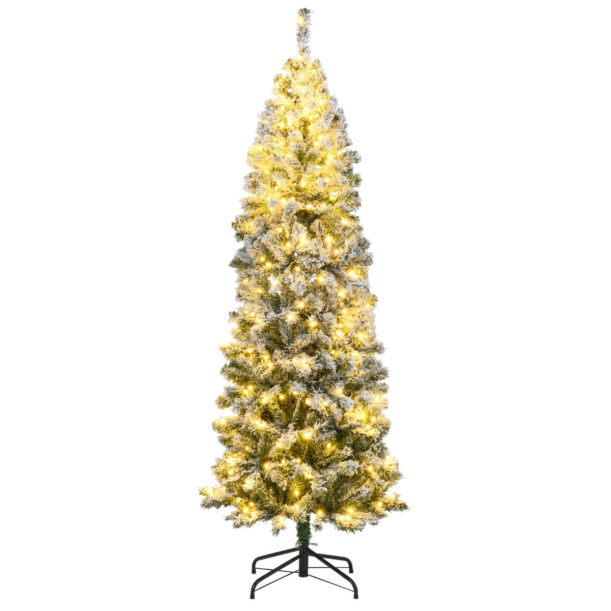 LIVSK Kunstkerstboom met Verlichting - Slank Potloodmodel - 533 Takken - 260 Warmwitte LED's - 180 cm - Groen + Wit