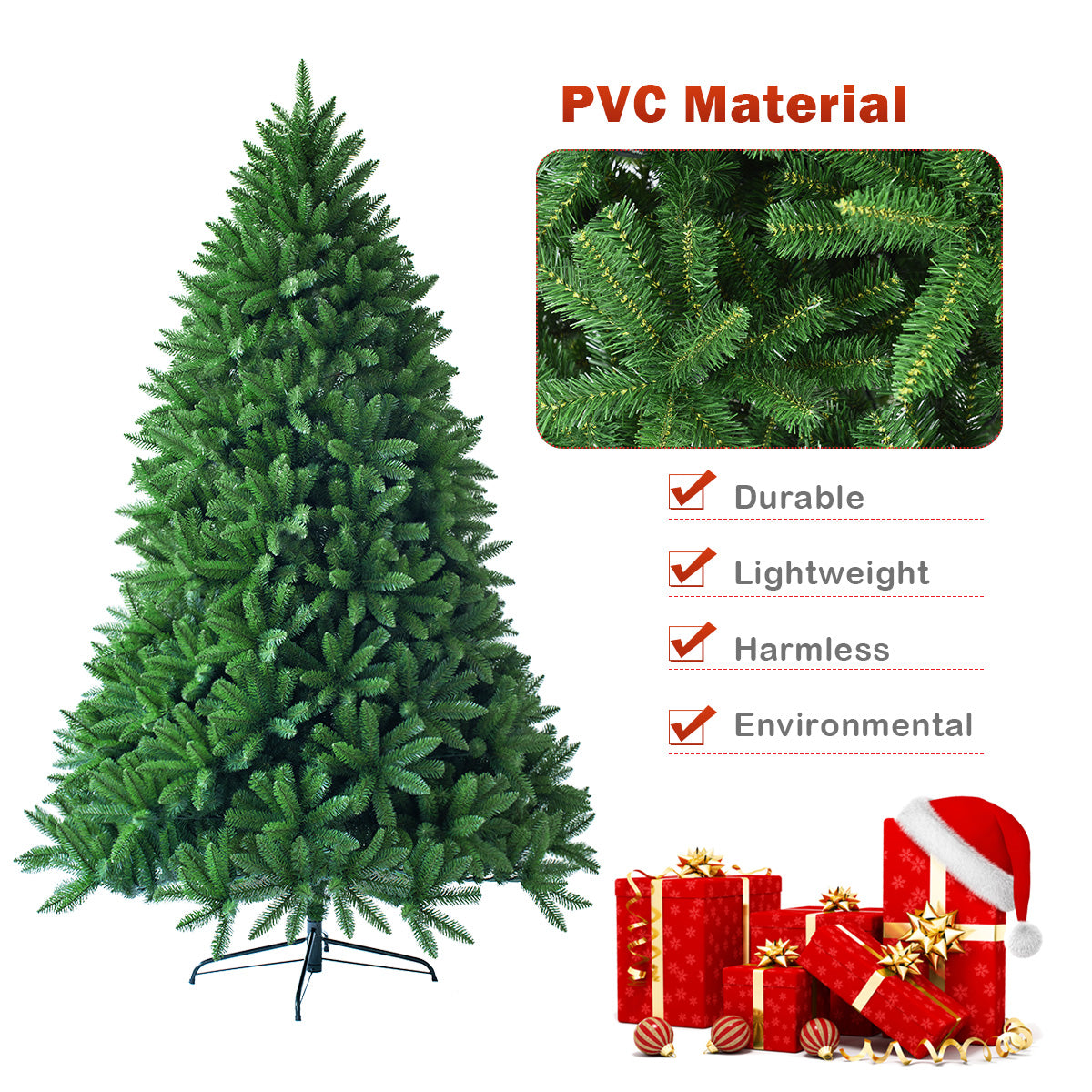 LIVSK Kunstkerstboom 180 cm - Realistische PVC-takken - Metalen Standaard - 1250 Takpunten - Opvouwbaar - Groen