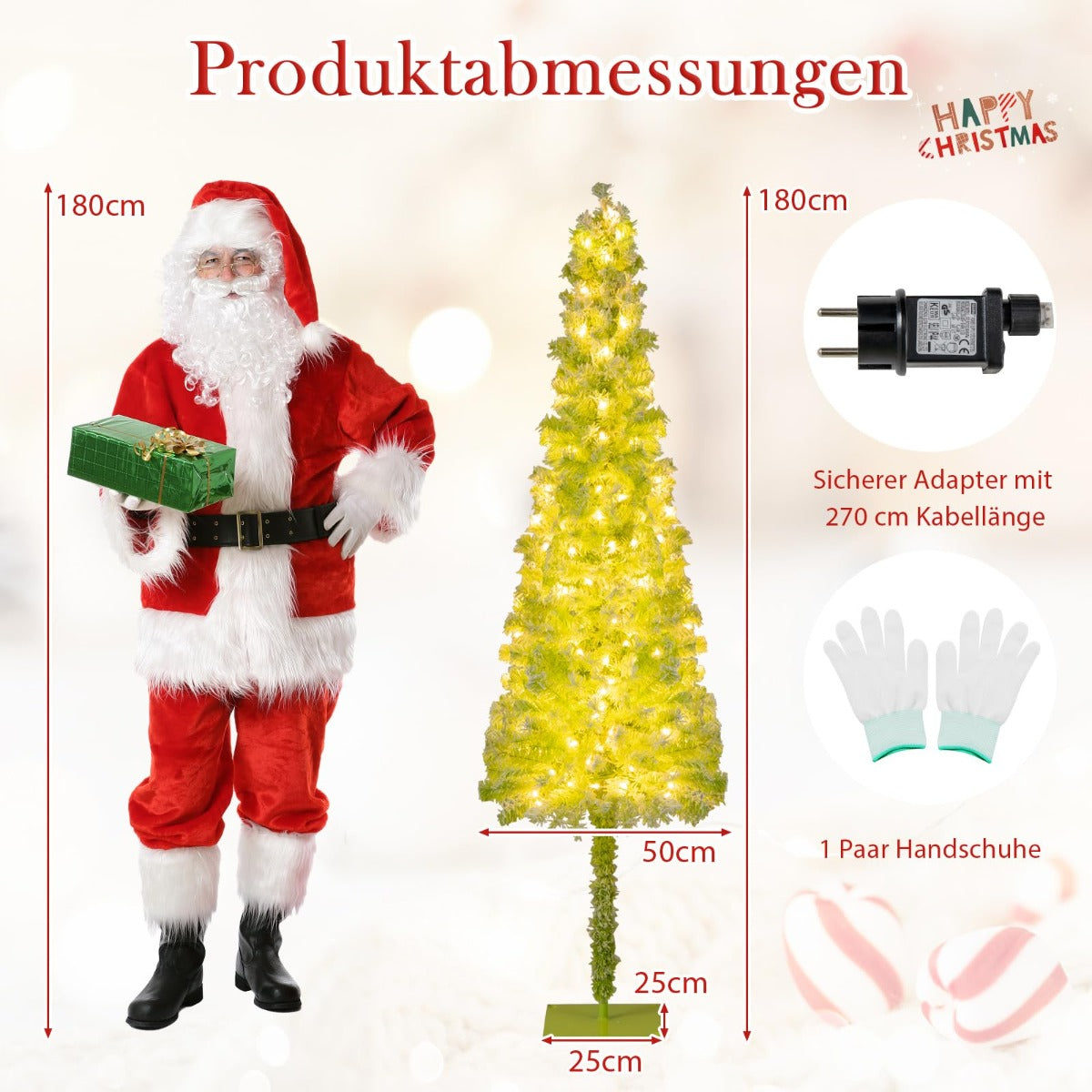 LIVSK Kunstkerstboom met Verlichting - Flexibele Top - 290 Takpunten - 120 LED-lampen - 180 cm - Groen
