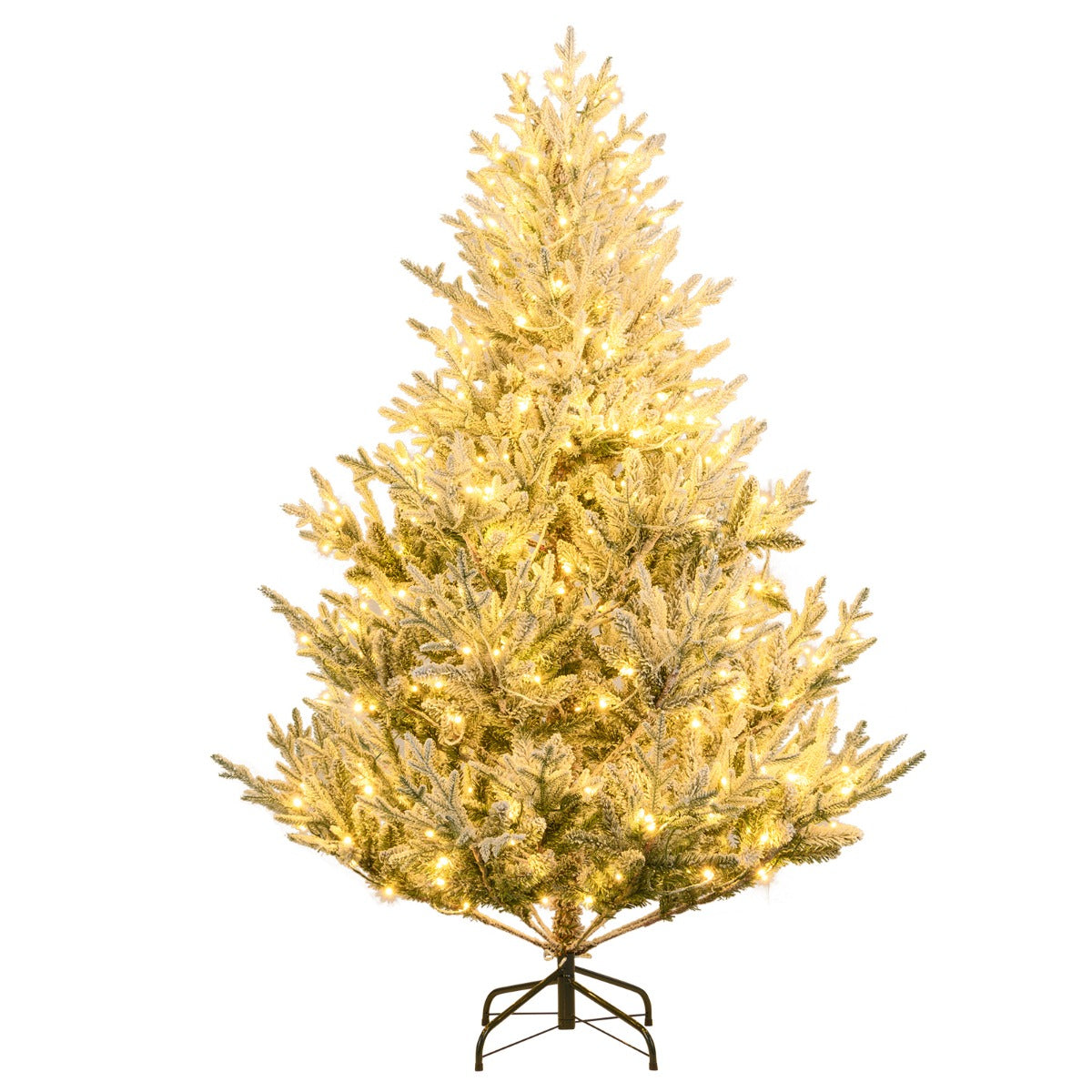 LIVSK Voorverlichte Kunstkerstboom 140 x 180 cm - Realistische Sneeuwtakken - 340 LED-lampjes - 13 Modi - Groen