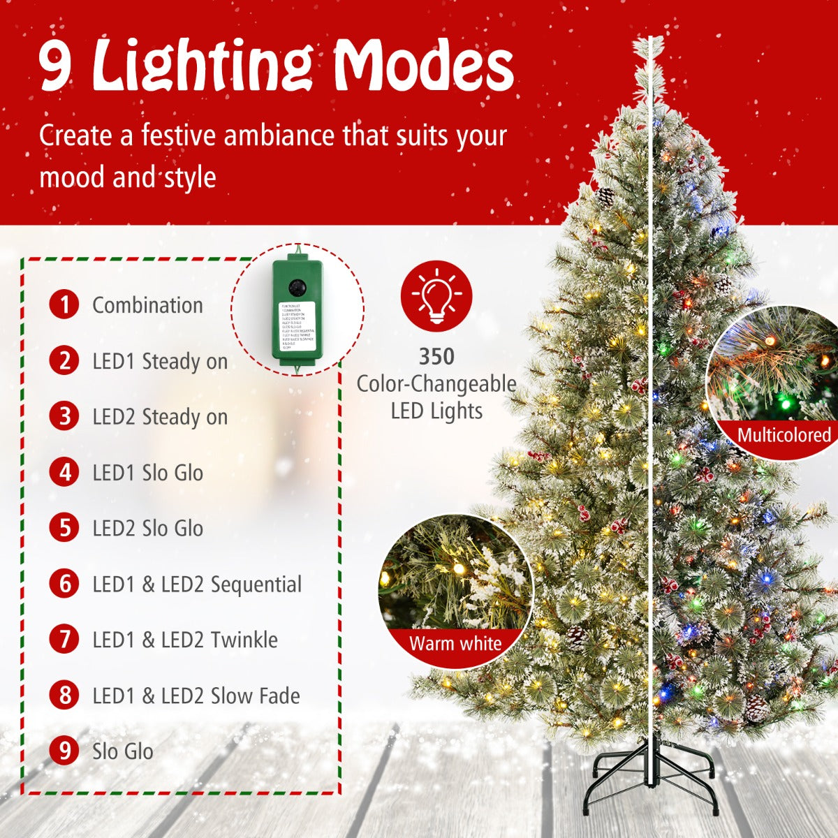 LIVSK Voorverlichte Kunstkerstboom - PVC-bladeren met Dennennaalden - 350 LED-lampjes - Eenvoudige Montage - 180 cm - Groen