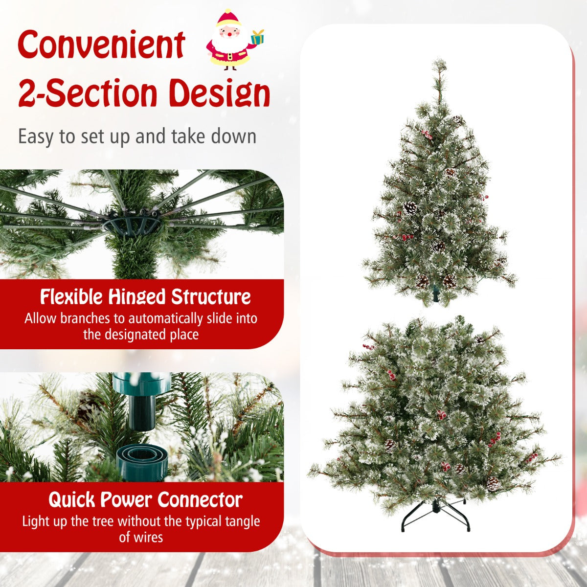 LIVSK Voorverlichte Kunstkerstboom - PVC-bladeren met Dennennaalden - 350 LED-lampjes - Eenvoudige Montage - 180 cm - Groen