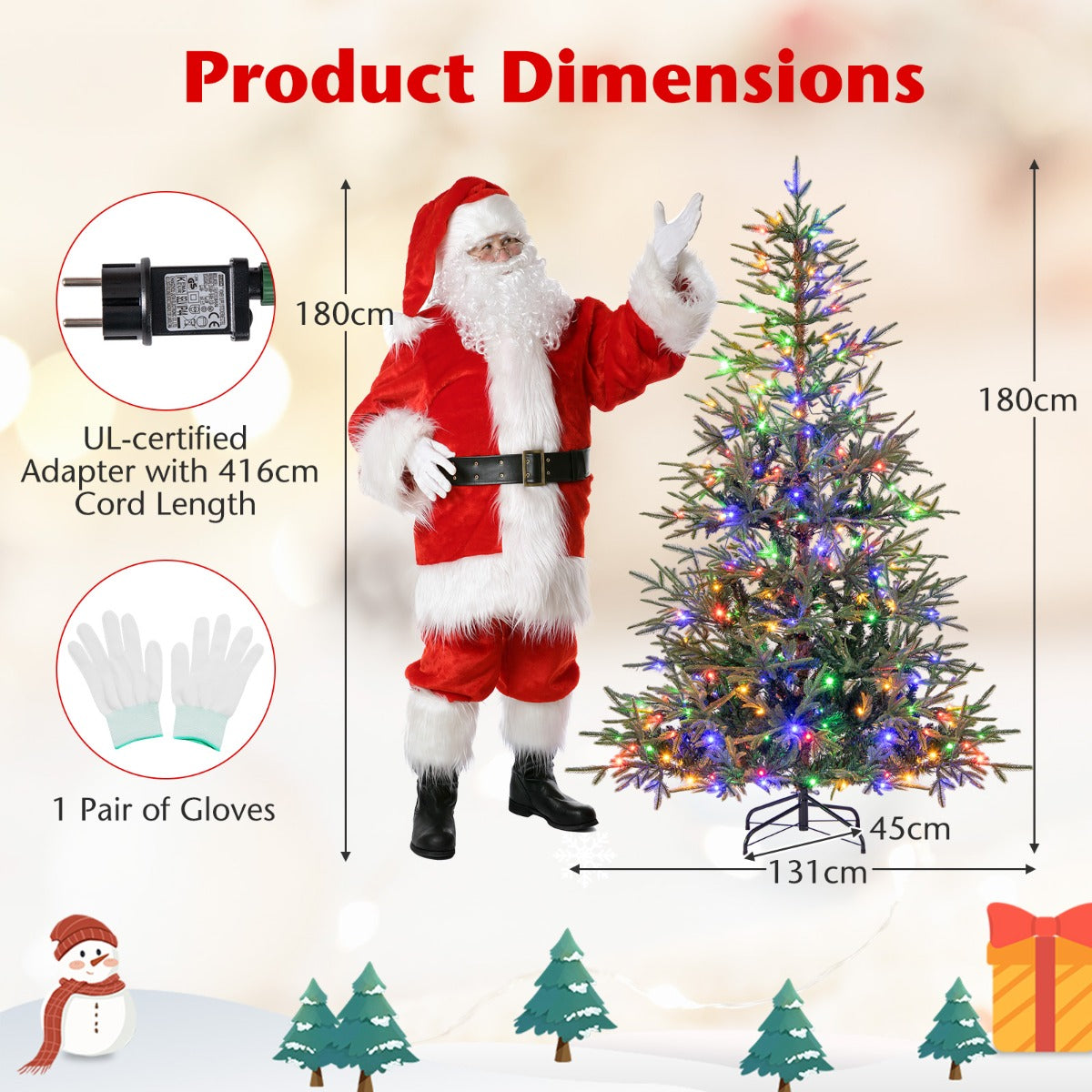 LIVSK Kunstkerstboom 180 cm - 530 Takpunten - 250 LED-lampen - Vlamvertragend - Eenvoudige Montage - Groen