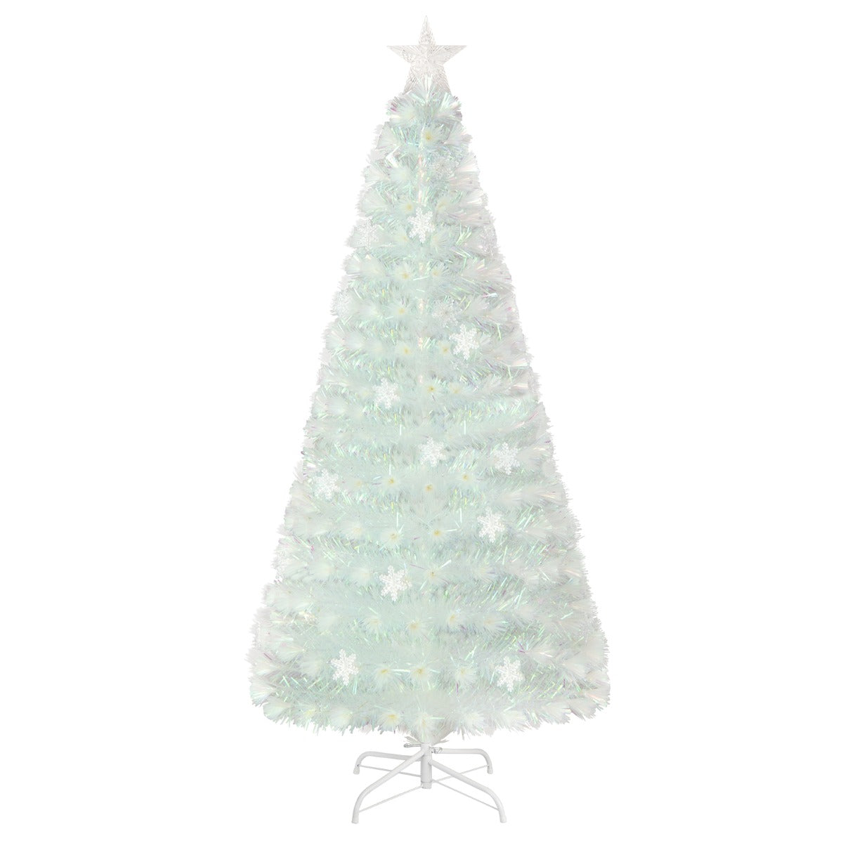 LIVSK Witte Glasvezel Kerstboom - 220 Takpunten - Veelkleurige LED Verlichting - Sterrenlicht - 180 cm - Wit