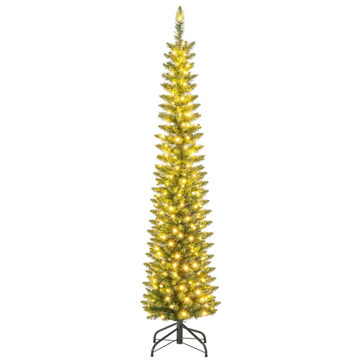 LIVSK Potloodvormige Kunstkerstboom - Weelderige Takken - Warmwitte LED-lampjes - Eenvoudige Installatie - 180 cm - Groen