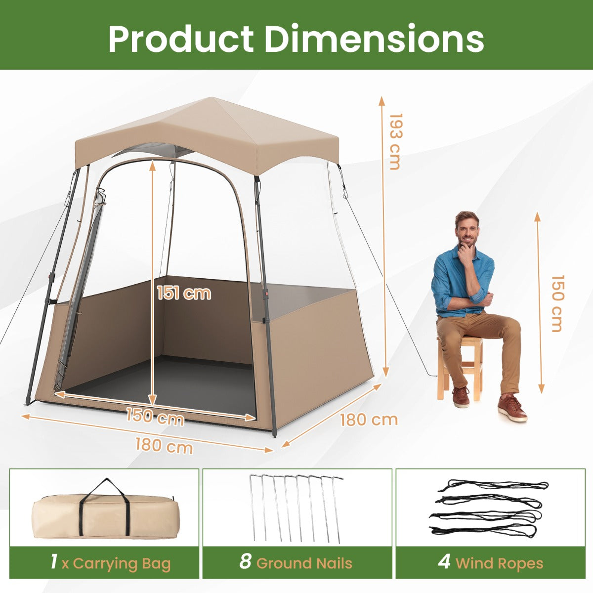LIVSK Kampeertent Waterdicht - Hoogwaardig Oxford - Materiaal - Inclusief Draagtas en Accessoires - Voor Diverse Activiteiten