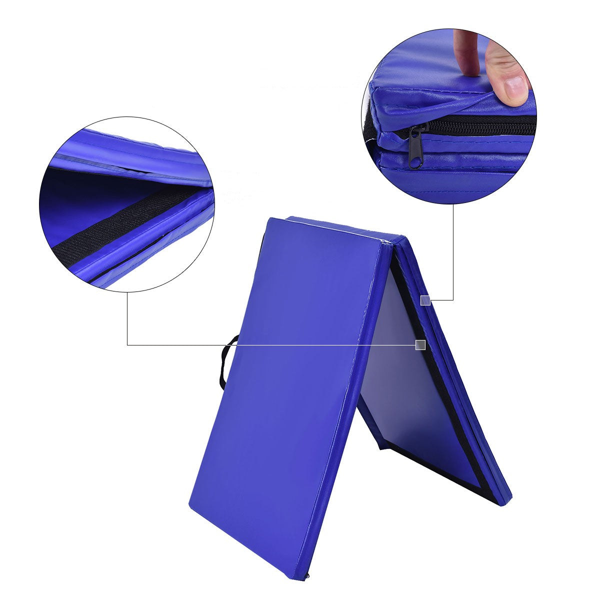 LIVSK Opvouwbare Fitnessmat - 180 x 60 x 4 cm - PU Leer - EPE Schuim - Huidvriendelijk en Duurzaam - Blauw