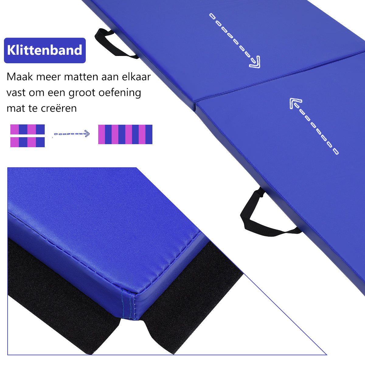 LIVSK Opvouwbare Fitnessmat - 180 x 60 x 4 cm - PU Leer - EPE Schuim - Huidvriendelijk en Duurzaam - Blauw