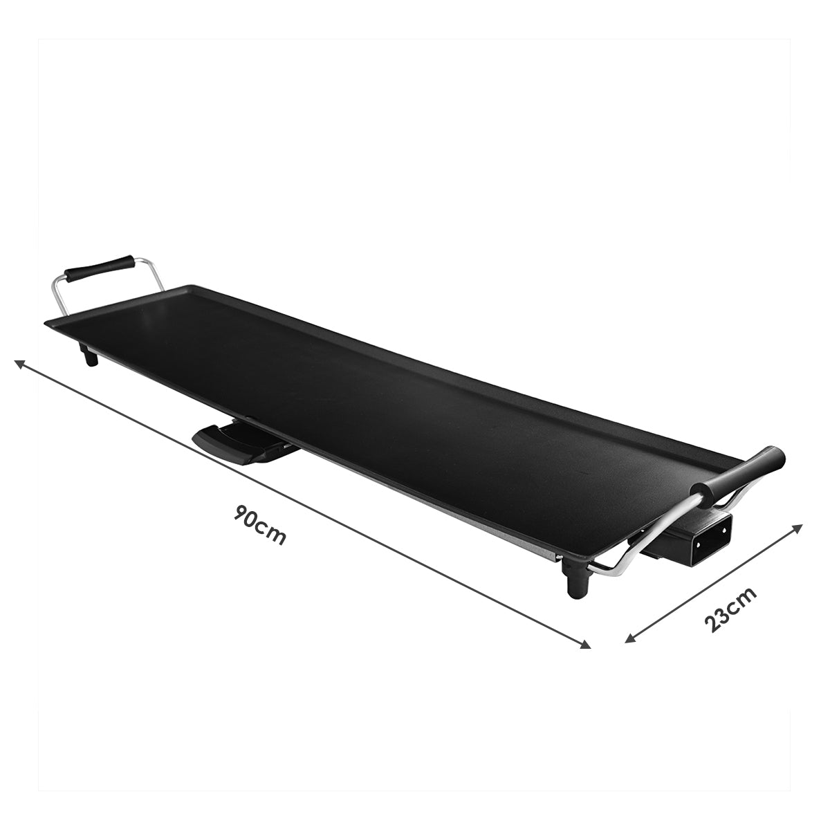 LIVSK Elektrische Barbecue-Grill - 1800W met Ultra Grote Plaat 90 x 23 cm - 5 Temperatuurinstellingen - Inclusief Spatels - Zwart