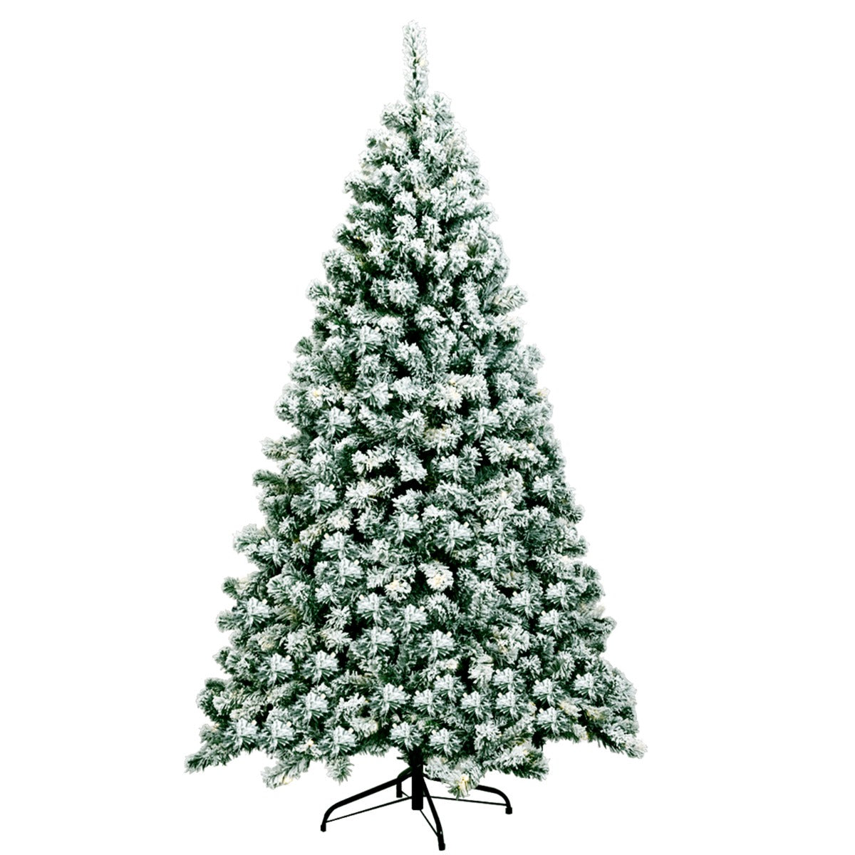 LIVSK Besneeuwde Kunstkerstboom 180 cm - 928 Takken - 250 Warme LED-lampjes - Stevige Standaard - Groen + Wit