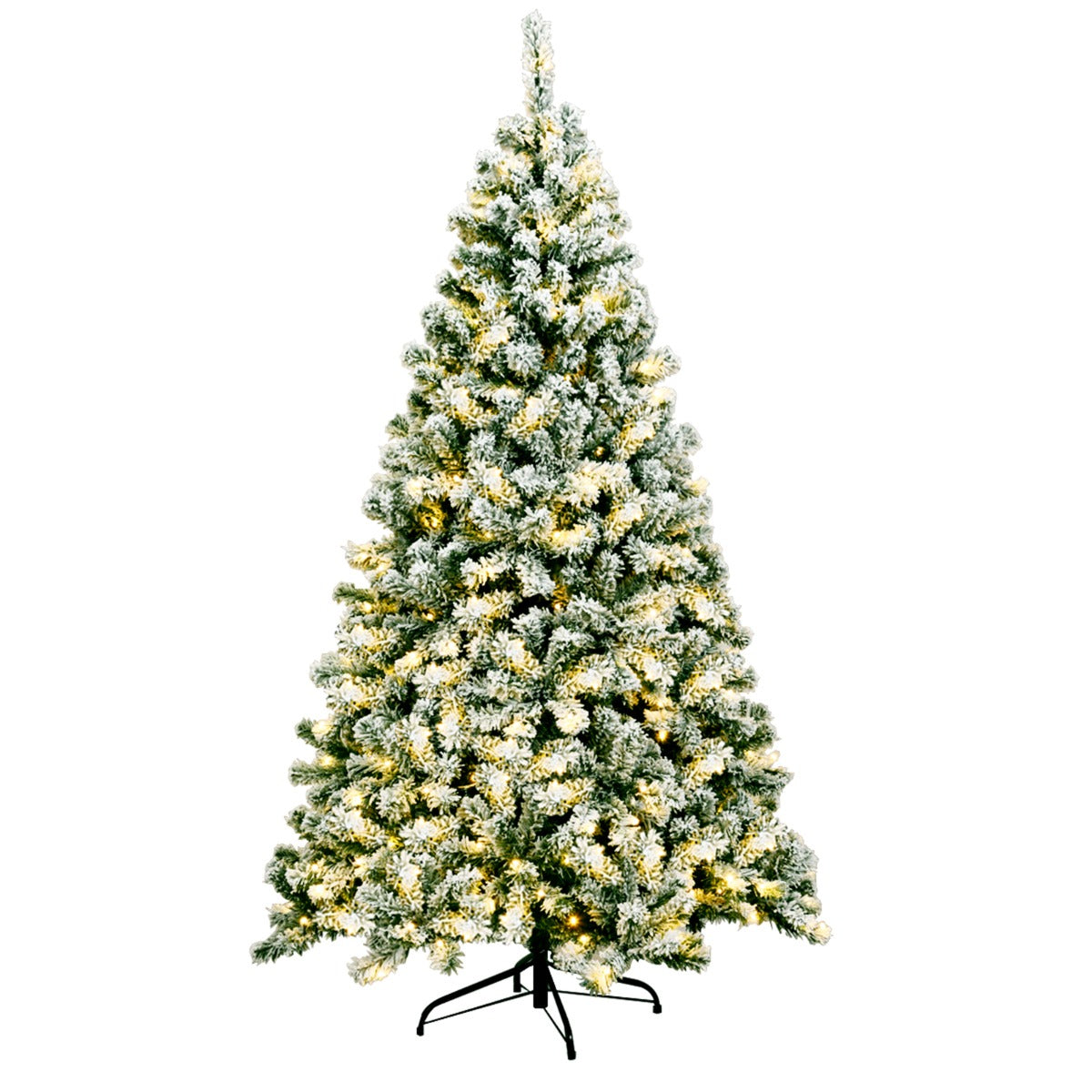 LIVSK Besneeuwde Kunstkerstboom 180 cm - 928 Takken - 250 Warme LED-lampjes - Stevige Standaard - Groen + Wit