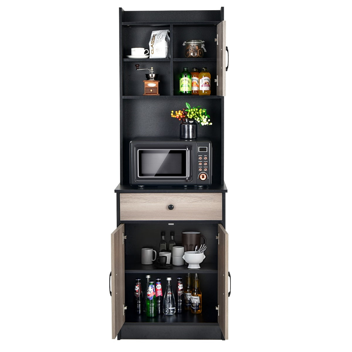 LIVSK Verstelbare Keukenkast - Ruim Werkblad - Kabelmanagement - Verstelbare Planken - Duurzaam MDF - 60 x 40 x 180 cm - Zwart