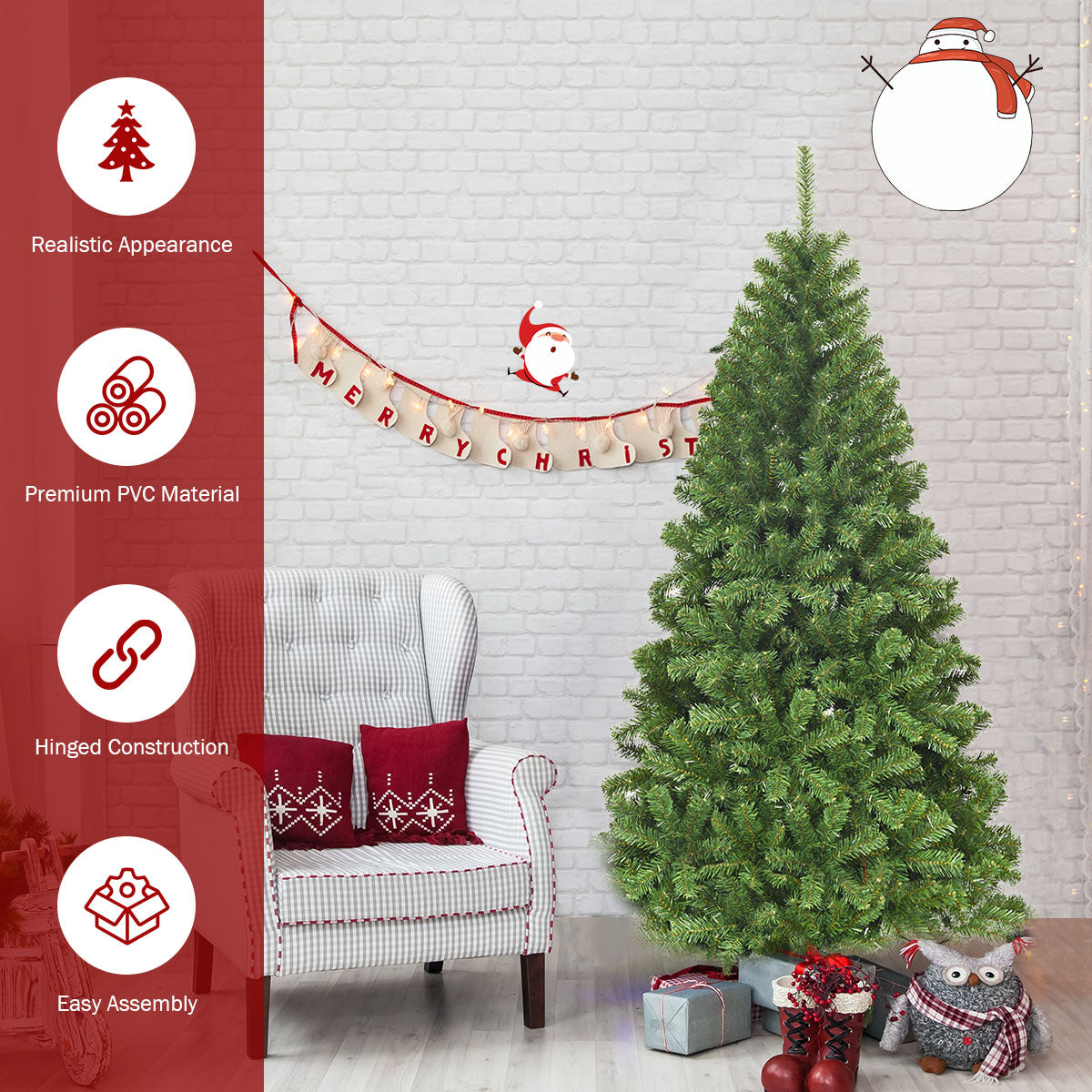 LIVSK Kunstkerstboom 180 cm - 928 PVC Takken - Inklapbare Metalen Standaard - Eenvoudig Opzetten - Groen