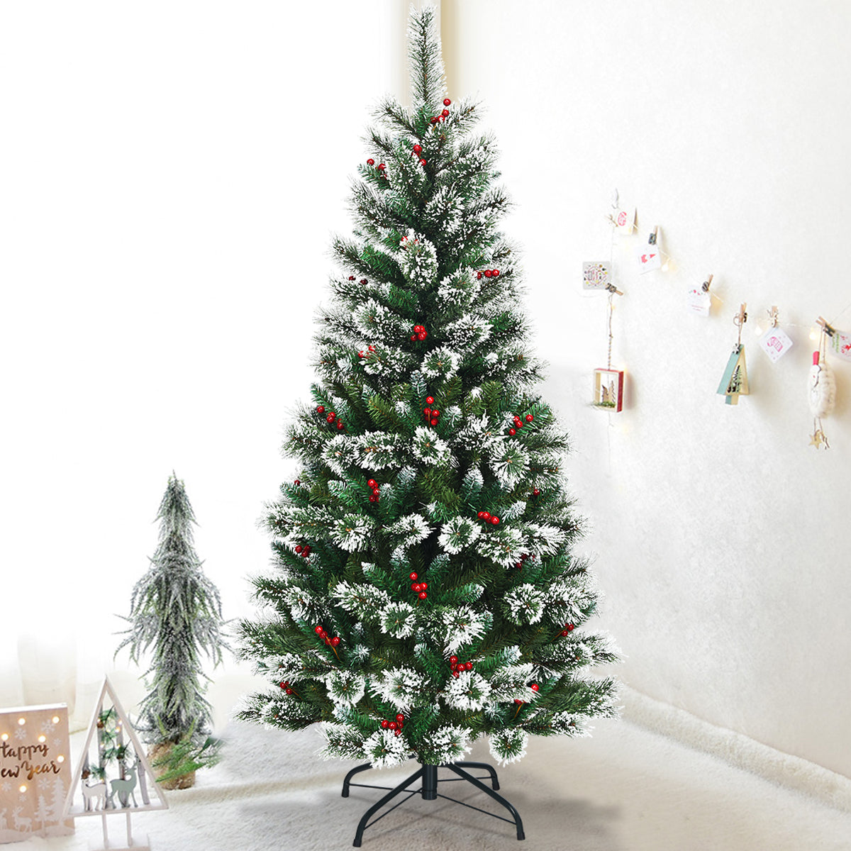 LIVSK Kunstkerstboom - Scharnierende Secties - 180 cm Hoog - Levensechte Sneeuwvlok Naalden - Stevige Standaard - Groen