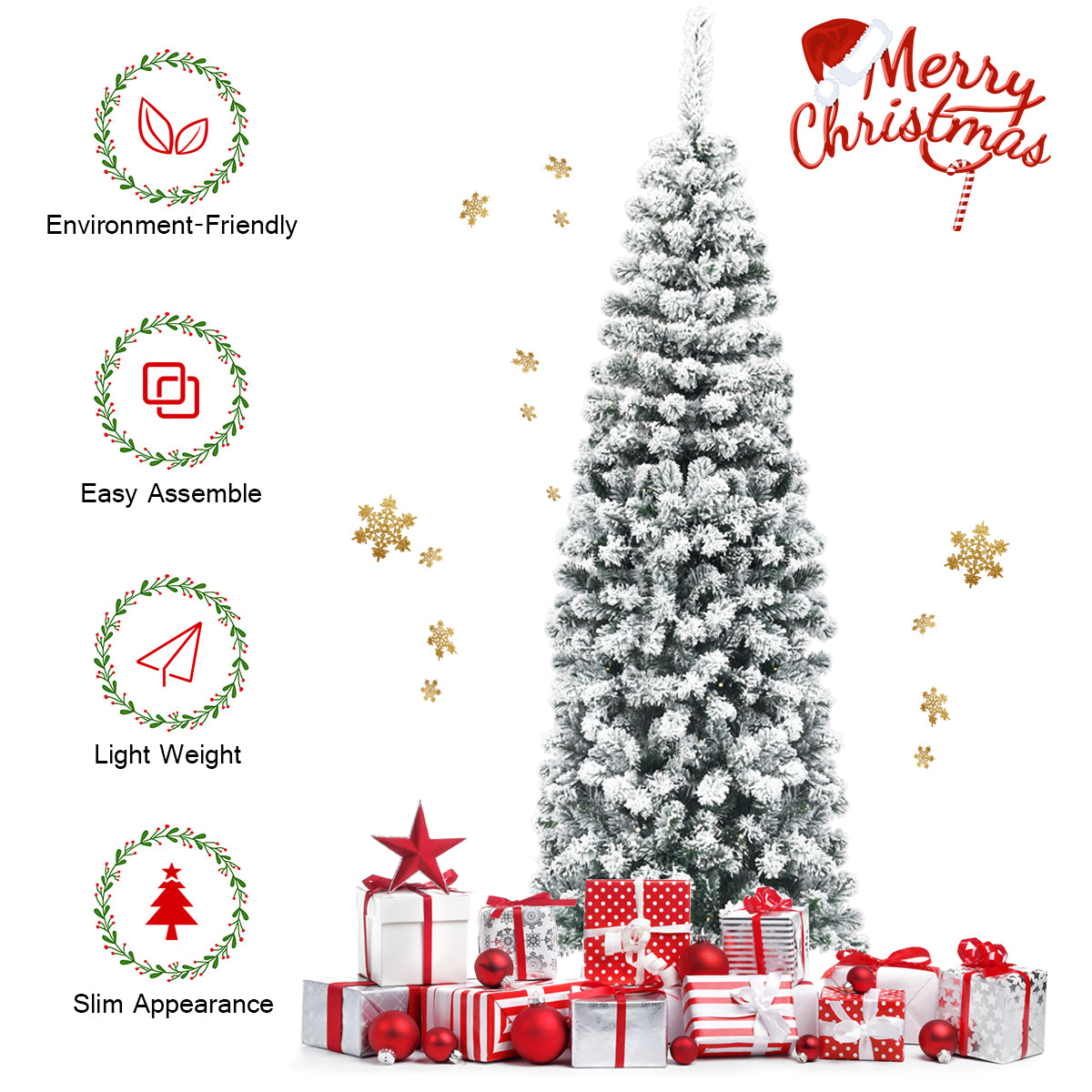 LIVSK Besneeuwde Kerstboom - 500 PVC-takken - Inklapbare Metalen Standaard - Makkelijk op te zetten - 180 cm - Groen + Wit