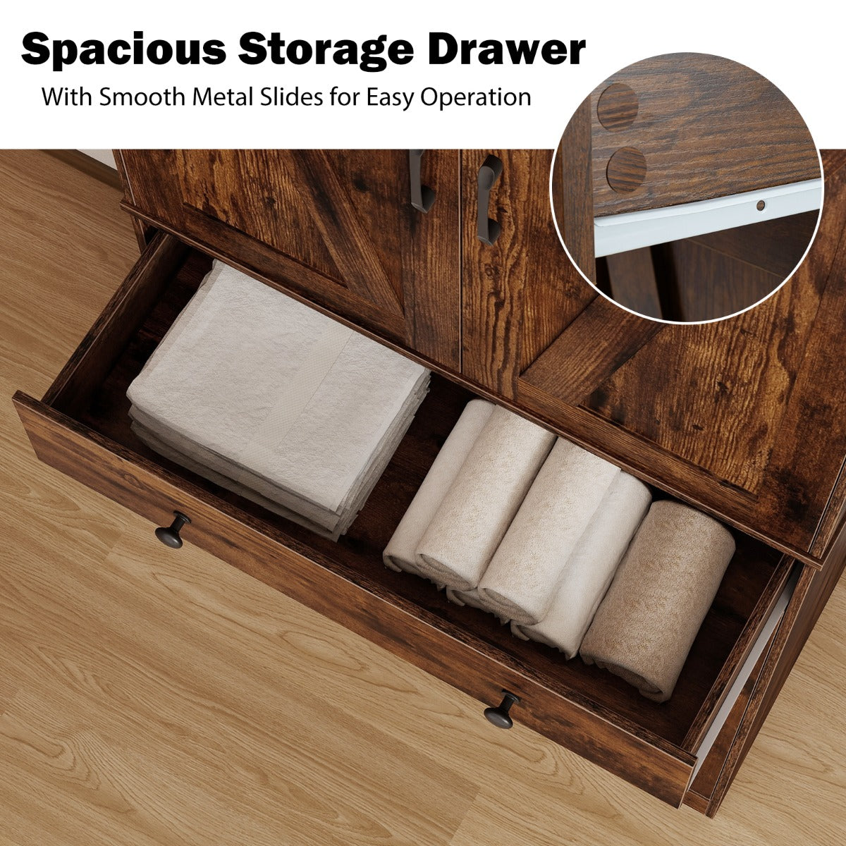 Livsk costway 183 cm hoge keukenkast in eigentijdse landelijke stijl met lades drie verstelbare planken en twee kantelbeveiligingen