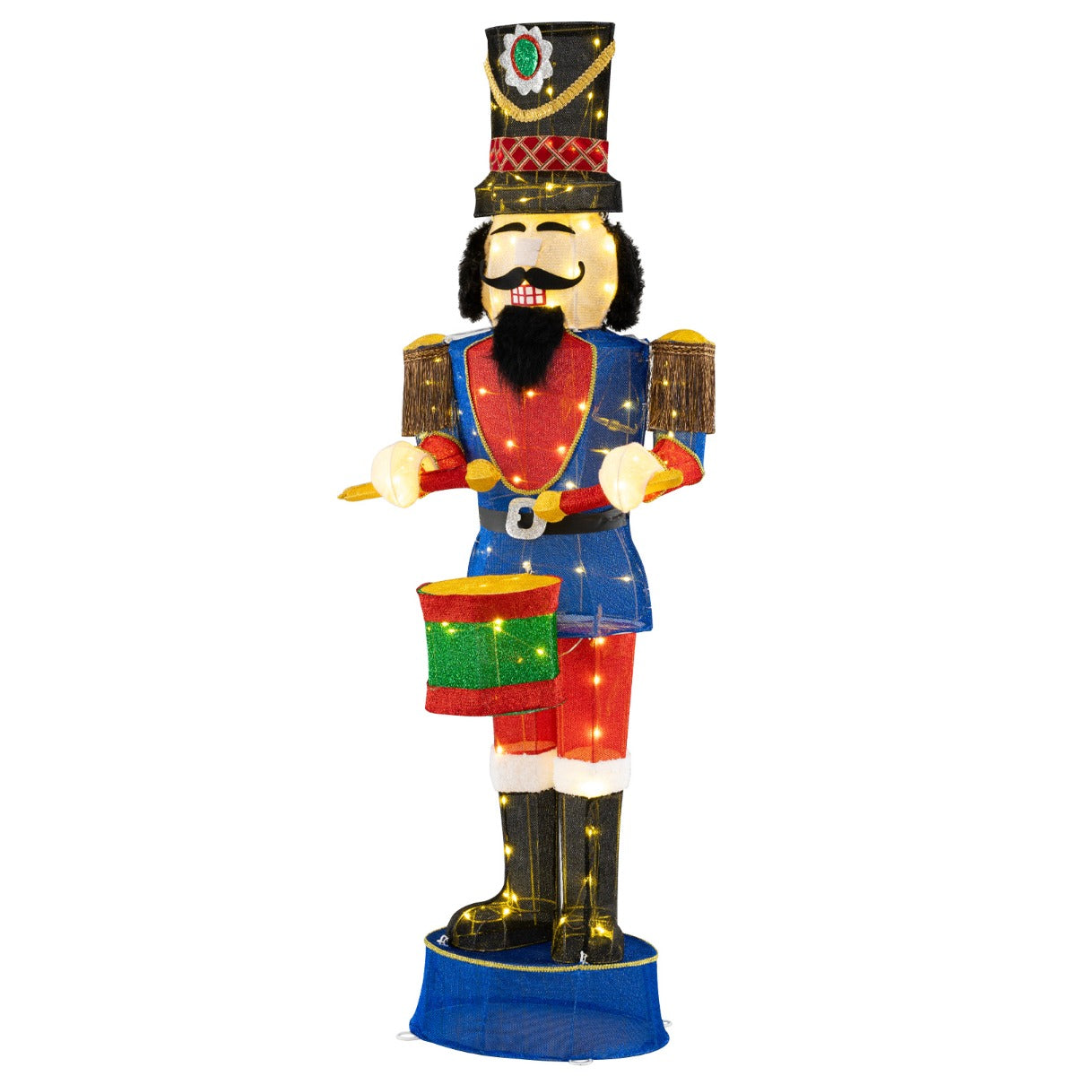 LIVSK 3D Notenkraker Soldaat - 185 cm Hoog - 100 LED-Lampjes - Weerbestendig - Stabiele Bevestiging - Feestelijke Decoratie -